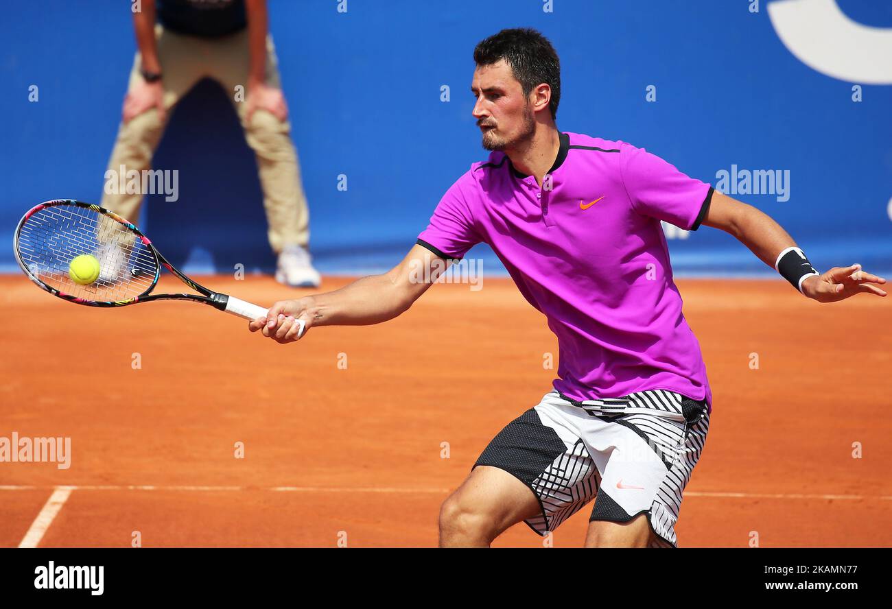 Bernard Tomic pendant le match contre Dustin Brown correspondant à l'Open de Barcelone Banc Sabadell, sur 25 avril 2017. (Photo par Urbanandsport/NurPhoto) *** Veuillez utiliser le crédit du champ de crédit *** Banque D'Images