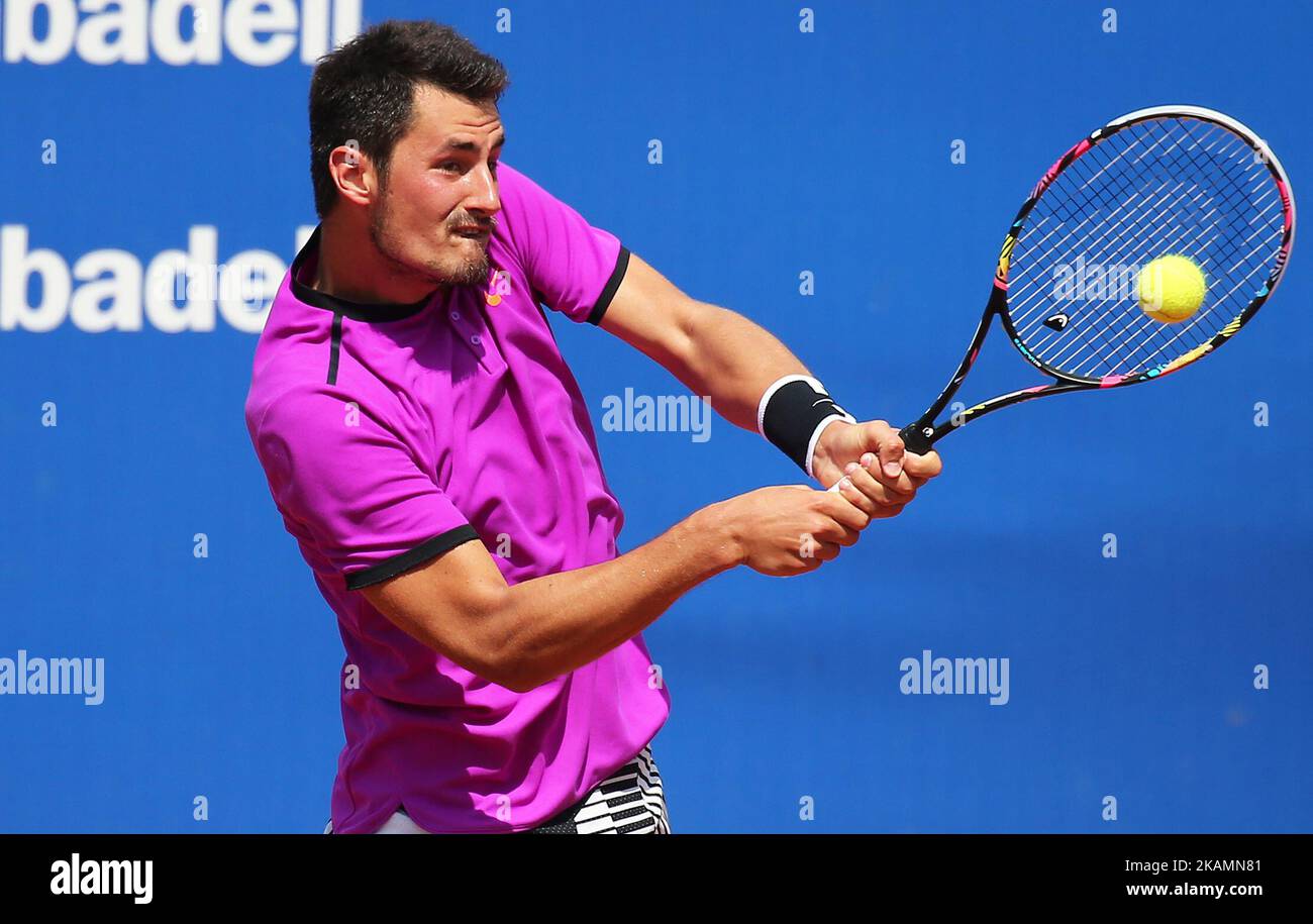 Bernard Tomic pendant le match contre Dustin Brown correspondant à l'Open de Barcelone Banc Sabadell, sur 25 avril 2017. (Photo par Urbanandsport/NurPhoto) *** Veuillez utiliser le crédit du champ de crédit *** Banque D'Images