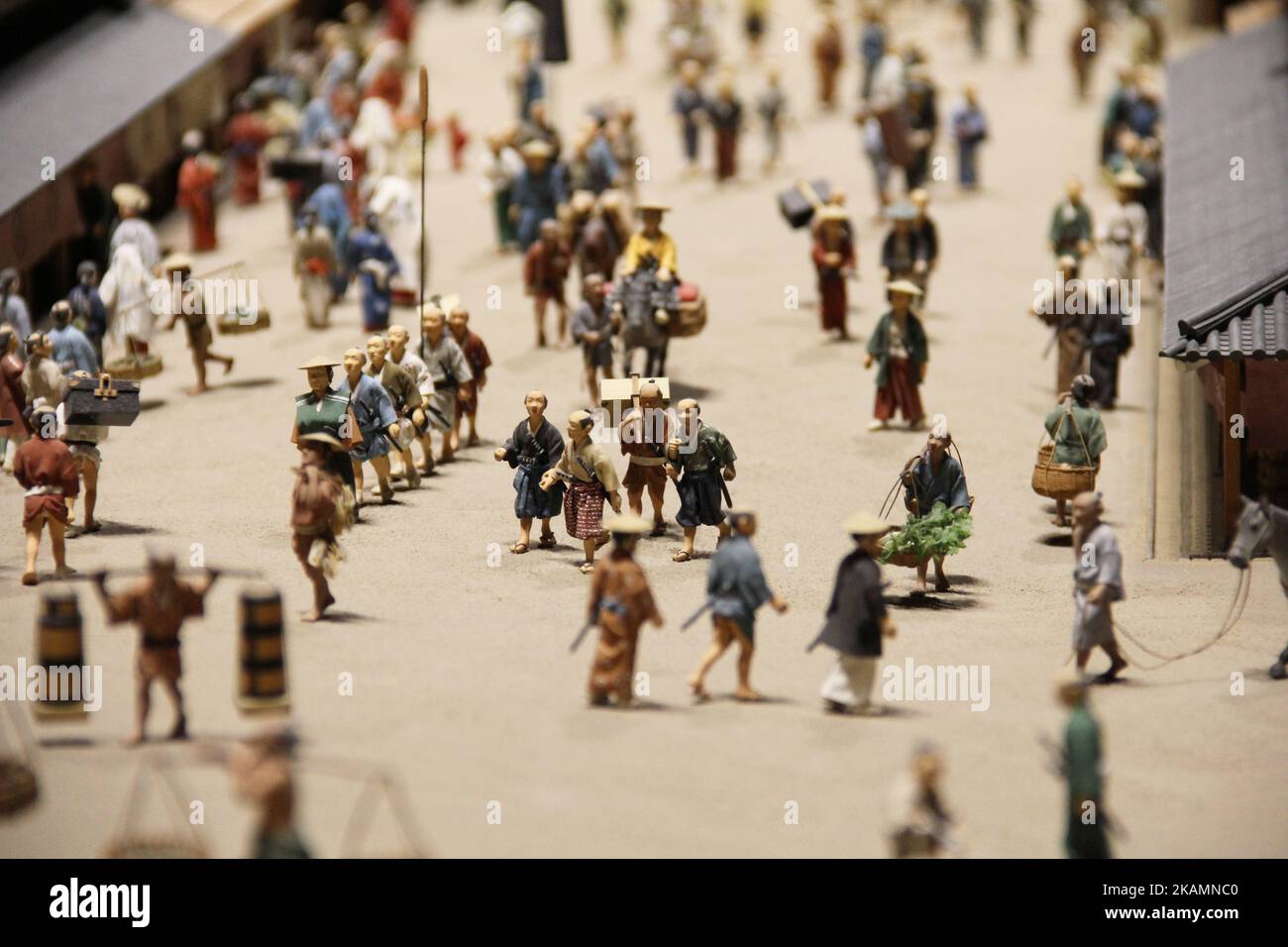Beaucoup de sculptures miniatures d'un paysage urbain de la période Edo au Musée Edo, Tokyo, Japon Banque D'Images