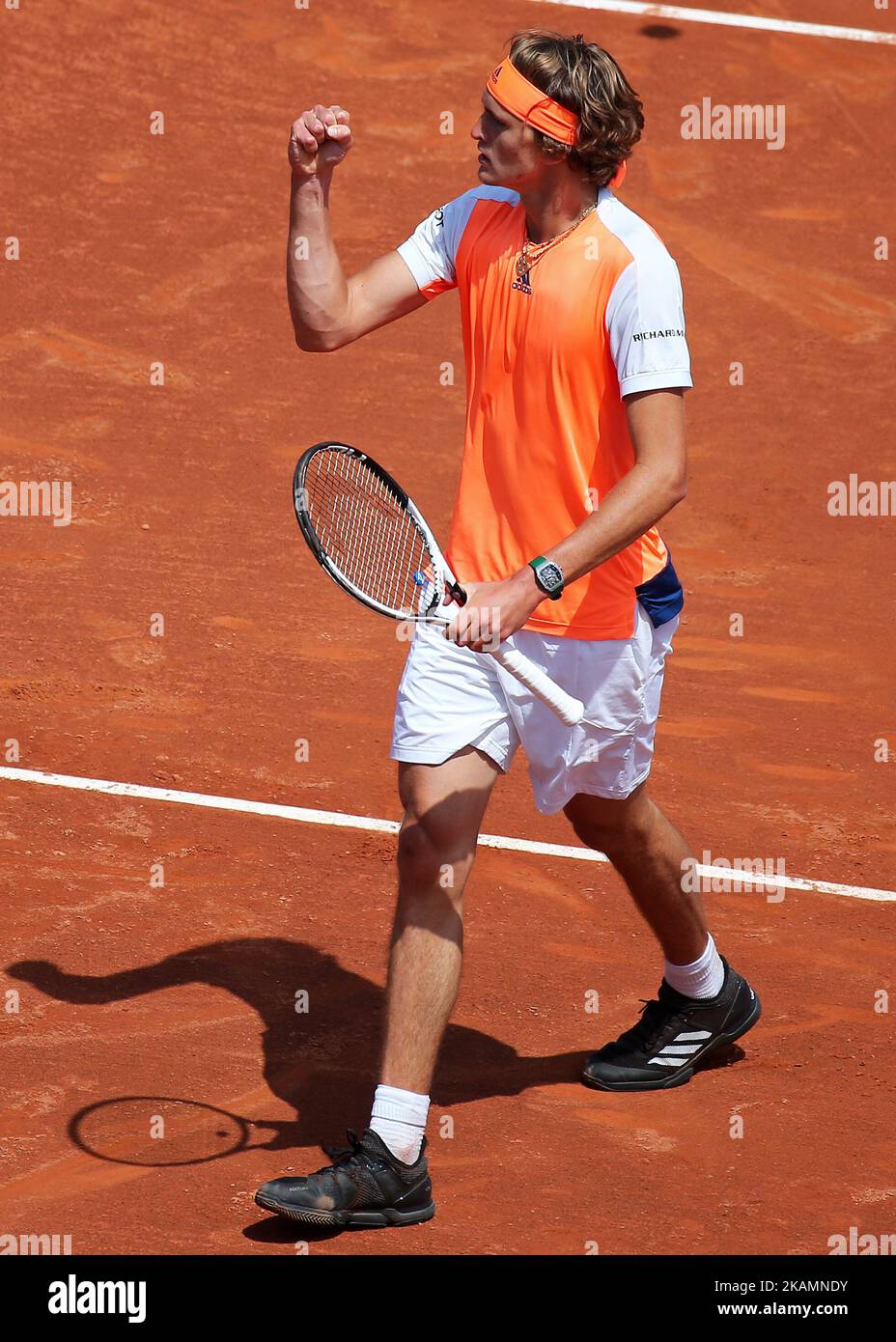 Alexandre Zverev pendant le match contre Nicolas Almagro correspondant à l'Open de Barcelone Banc Sabadell, sur 25 avril 2017. (Photo par Urbanandsport/NurPhoto) *** Veuillez utiliser le crédit du champ de crédit *** Banque D'Images