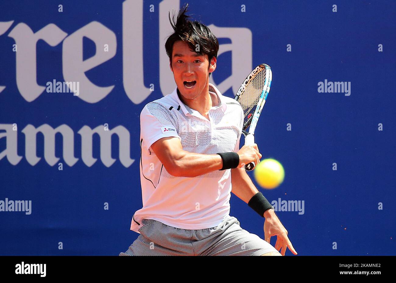 Yuichi Sugita pendant le match contre Richard Gasquet correspondant à l'Open de Barcelone Banc Sabadell, sur 25 avril 2017. (Photo par Urbanandsport/NurPhoto) *** Veuillez utiliser le crédit du champ de crédit *** Banque D'Images