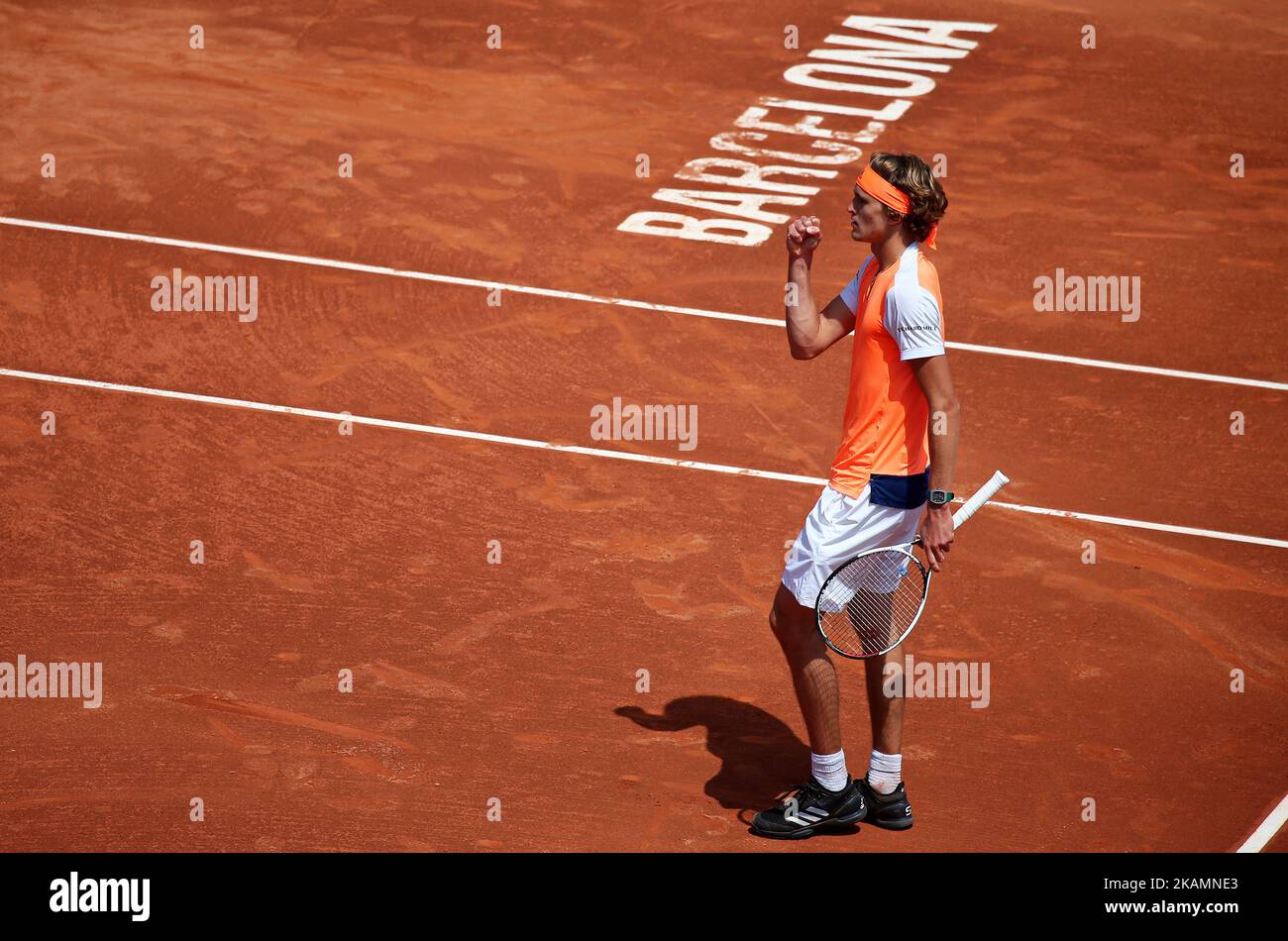 Alexandre Zverev pendant le match contre Nicolas Almagro correspondant à l'Open de Barcelone Banc Sabadell, sur 25 avril 2017. (Photo par Urbanandsport/NurPhoto) *** Veuillez utiliser le crédit du champ de crédit *** Banque D'Images