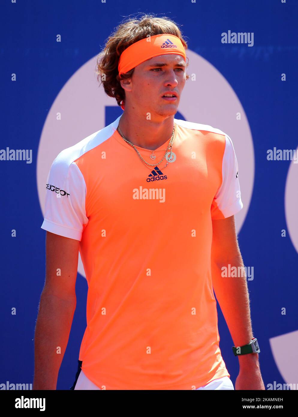 Alexandre Zverev pendant le match contre Nicolas Almagro correspondant à l'Open de Barcelone Banc Sabadell, sur 25 avril 2017. (Photo par Urbanandsport/NurPhoto) *** Veuillez utiliser le crédit du champ de crédit *** Banque D'Images