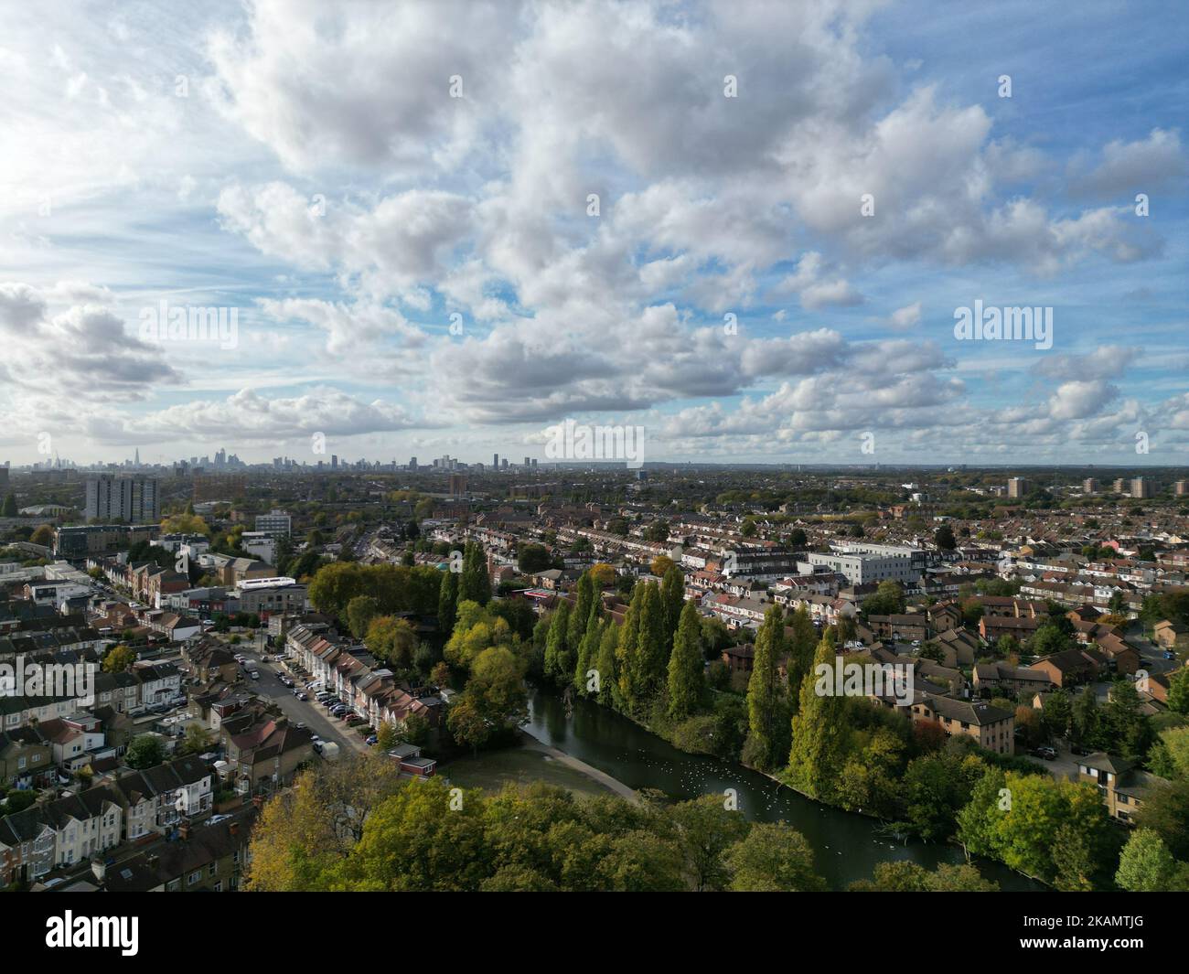Ilford East London vue aérienne de drone grand angle Banque D'Images