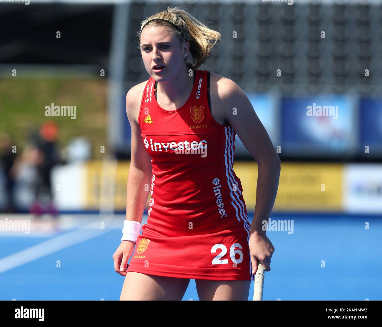 Lily Owsley d'Angleterre pendant le match international Investec entre les femmes d'Angleterre et d'Argentine au Centre de hockey et de tennis de la vallée Lee à Londres sur 10 juin 2017 (photo de Kieran Galvin/NurPhoto) *** Veuillez utiliser le crédit du champ de crédit *** Banque D'Images