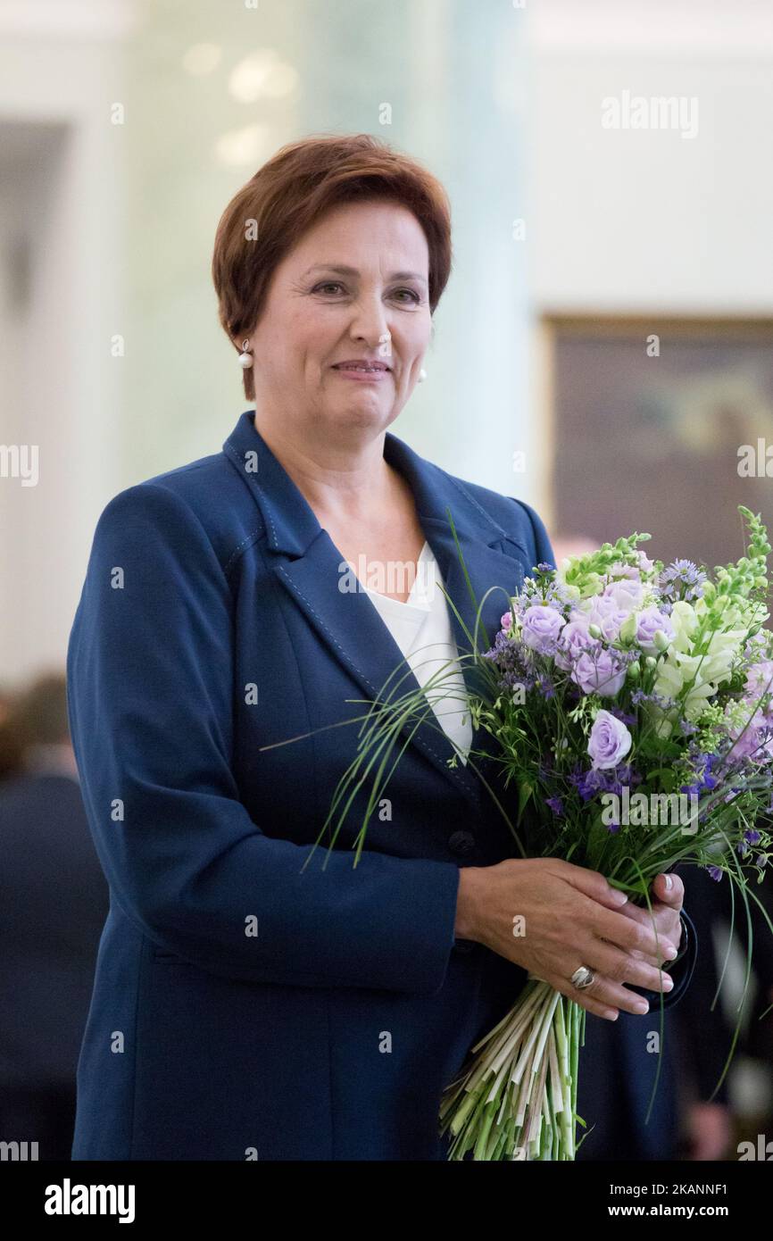 Nouveau chef du Bureau du Président polonais, Halina Szymanska au Palais présidentiel de Varsovie, Pologne, le 12 juin 2017 (photo de Mateusz Wlodarczyk/NurPhoto) *** Veuillez utiliser le crédit du champ de crédit *** Banque D'Images