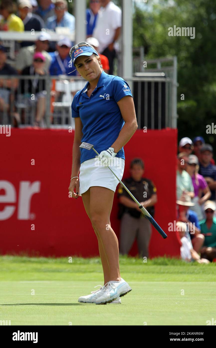 Lexi Thompson, de Coral Springs, Floride, suit son putt dans le vert de 18th lors de la dernière partie du tournoi de golf classique Meijer LPGA au Blythefield Country Club à Belmont, MI, USA Sunday, 18 juin 2017. (Photo par Amy Lemus/NurPhoto) *** Veuillez utiliser le crédit du champ de crédit *** Banque D'Images