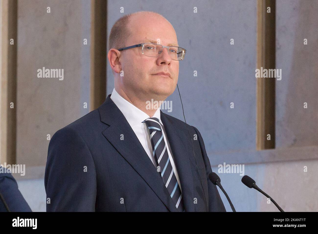 Premier ministre de la République tchèque Bohuslav Sobotka lors de la réunion du Groupe de Visegrad (Pologne, Slovaquie, République tchèque et Hongrie) et des pays du Benelux (pays-Bas, Belgique et Luxembourg) à la chancellerie du Premier ministre à Varsovie (Pologne) sur 19 juin 2017 (photo de Mateusz Wlodarczyk/photo) *** Veuillez utiliser le crédit du champ de crédit *** Banque D'Images