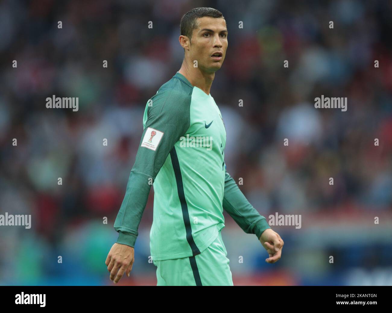 Cristiano Ronaldo, de l'équipe nationale de football du Portugal, réagit lors du match de la coupe des Confédérations de la FIFA 2017, première étape - Groupe A entre la Russie et le Portugal au stade Spartak sur 21 juin 2017 à Moscou, en Russie. (Photo par Igor Russak/NurPhoto) *** Veuillez utiliser le crédit du champ de crédit *** Banque D'Images