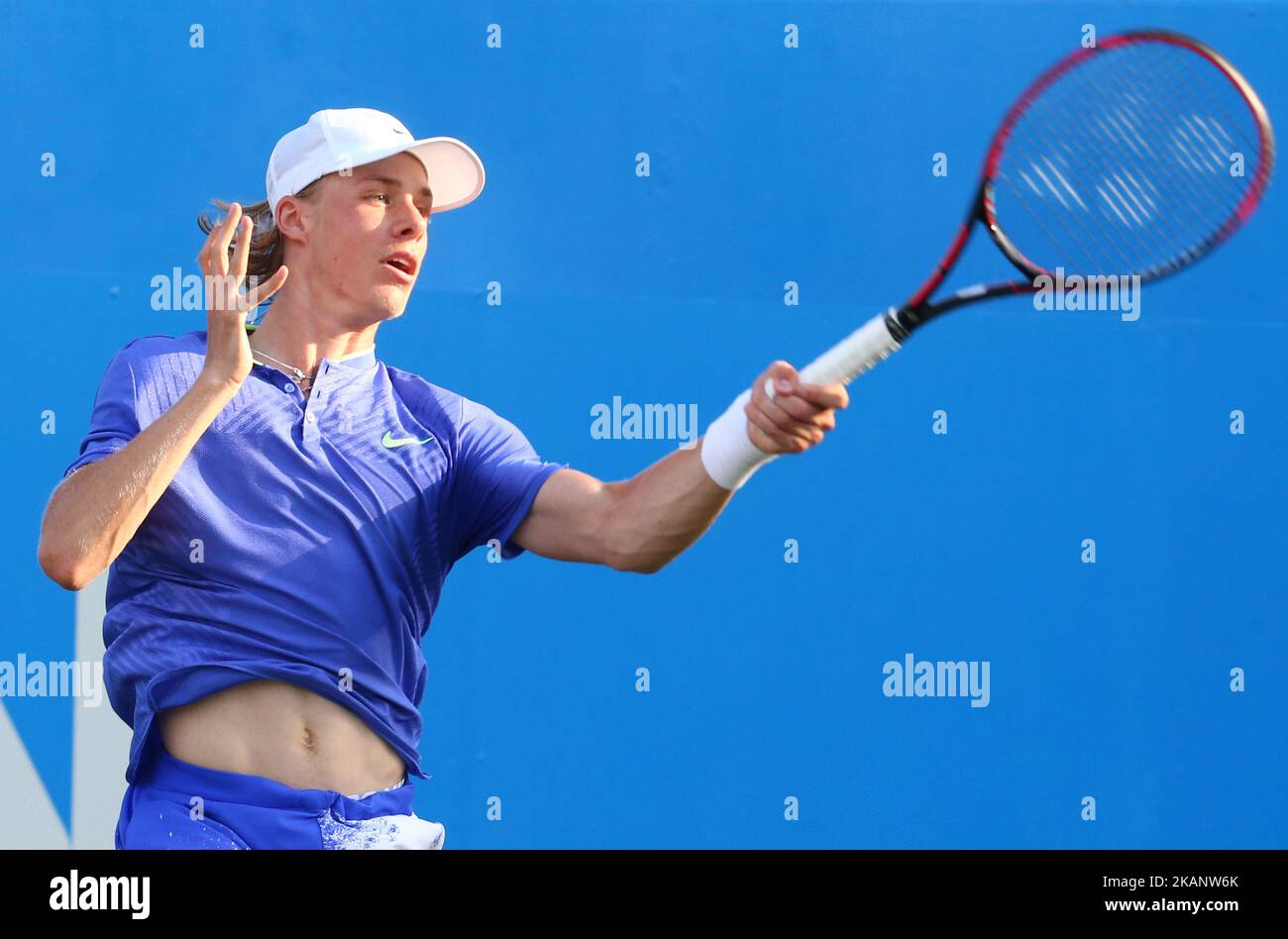 Denis Shapovalov (CAN) againstTomas Berdych CZE lors de la deuxième partie du troisième jour des Championnats ATP Aegon au Queen's Club à l'ouest de Londres sur 21 juin 2017 (photo de Kieran Galvin/NurPhoto) *** Veuillez utiliser le crédit du champ de crédit *** Banque D'Images