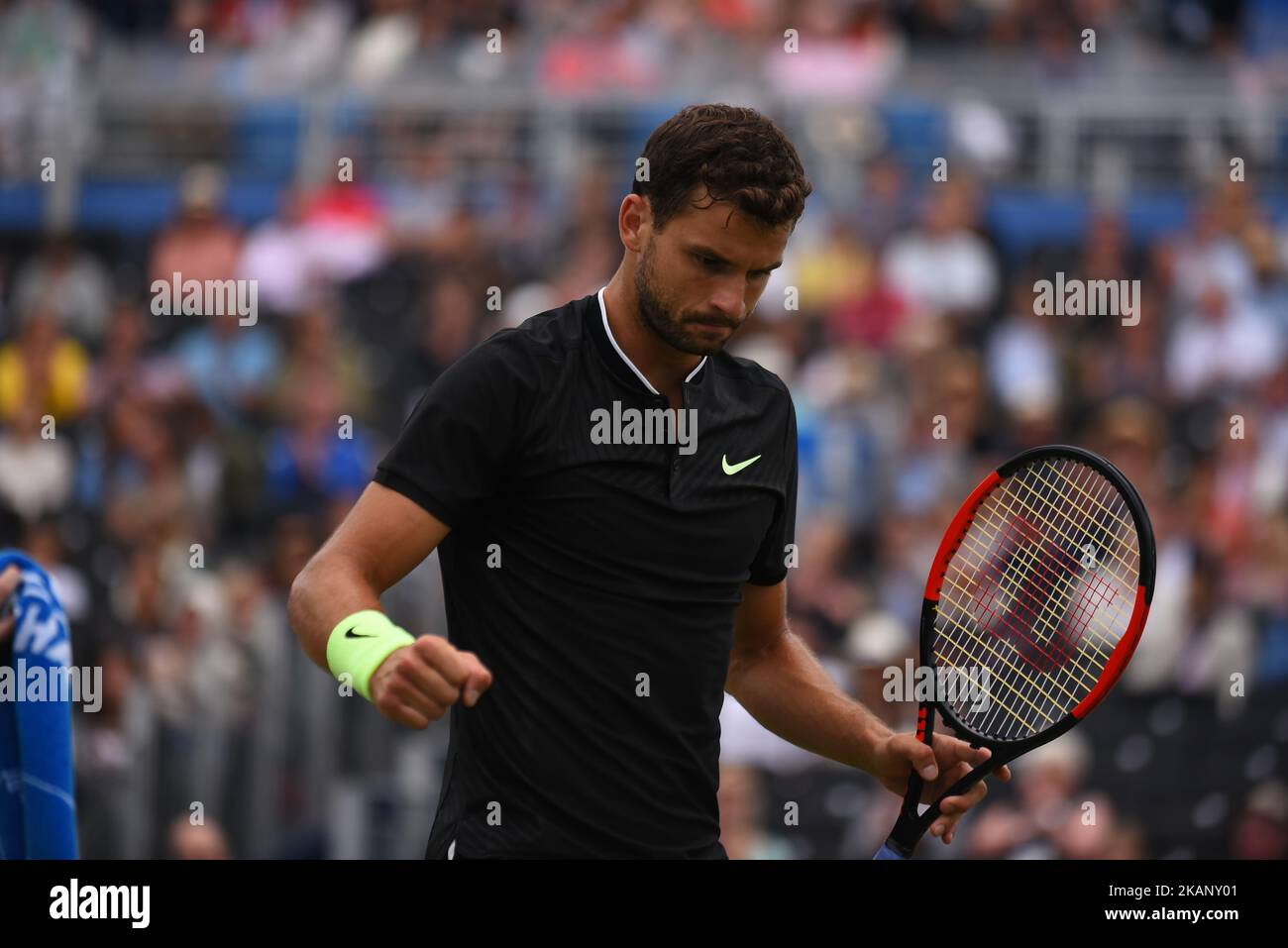 Grigor Dimitrov de Bulgarie joue dans la demi-finale des Championnats AEGON au Queen's Club, Londres, on 24 juin 2017. (Photo d'Alberto Pezzali/NurPhoto) *** Veuillez utiliser le crédit du champ de crédit *** Banque D'Images