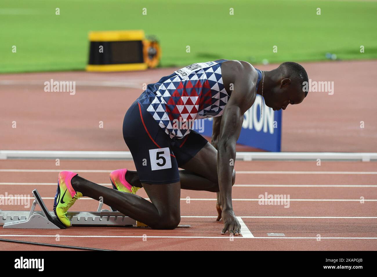 Mamadou Kasse HANN, France, lors des épreuves de 400 mètres à Londres, Royaume-Uni sur 7 août 2017 aux Championnats du monde d'athlétisme de l'IAAF 2017. (Photo par Ulrik Pedersen/NurPhoto) *** Veuillez utiliser le crédit du champ de crédit *** Banque D'Images