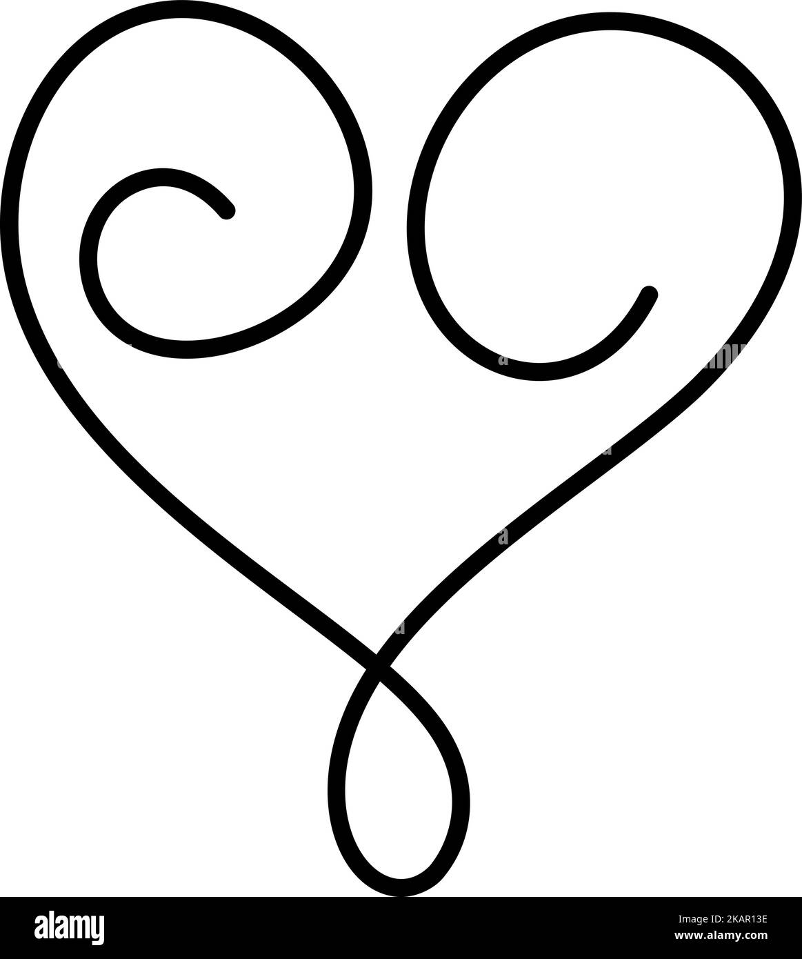 Main dessinée amour monoline coeur de Noël logo signe. Couple de symboles d'illustration romantique Vector et mariage. Élément plat de conception de calligraphie de Illustration de Vecteur