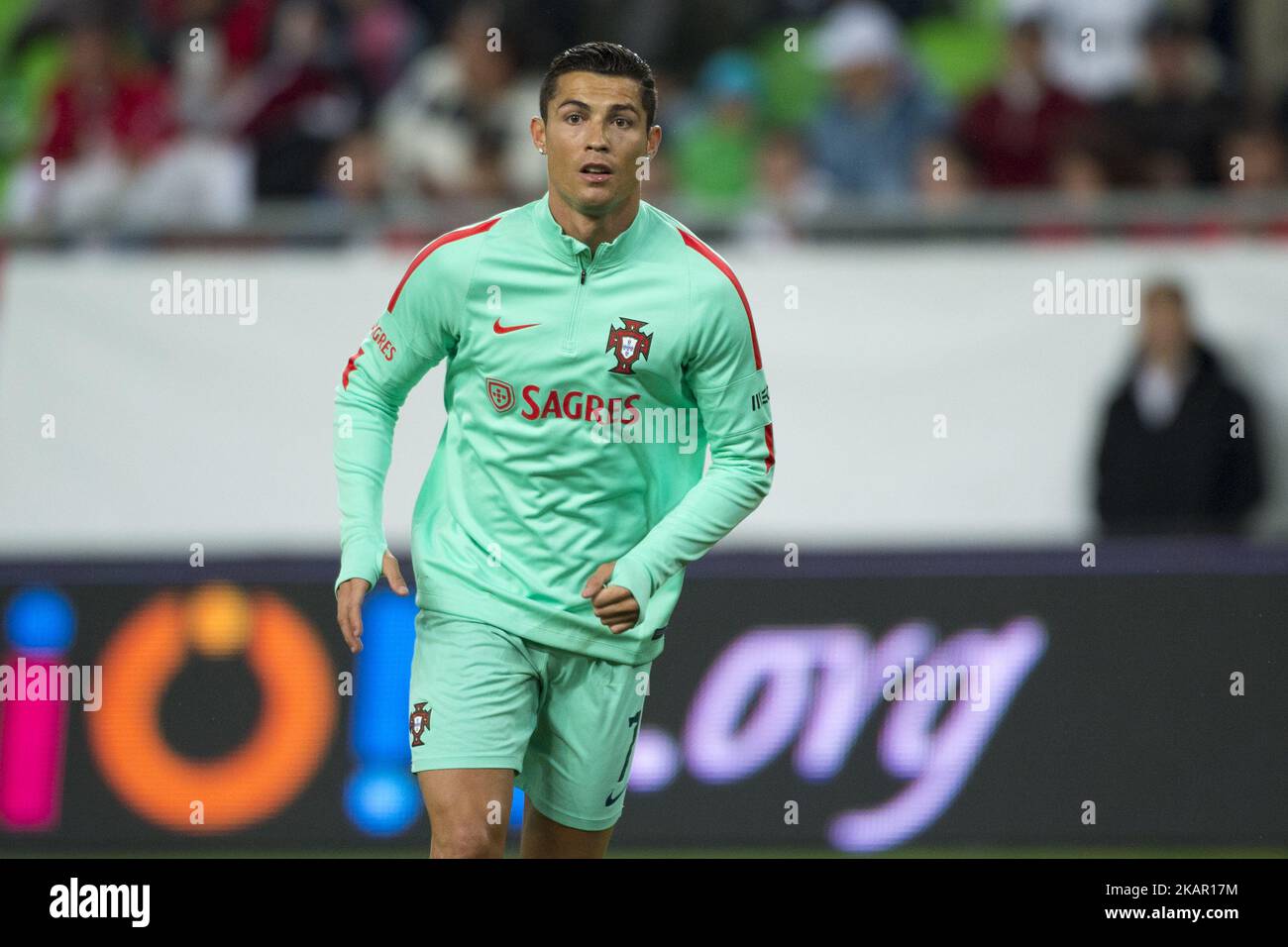 Cristiano Ronaldo du Portugal lors du match de qualification de la coupe du monde de la FIFA 2018 entre la Hongrie et le Portugal au stade Groupama à Budapest, Hongrie sur 3 septembre 2017 (photo par Andrew Surma/NurPhoto) Banque D'Images