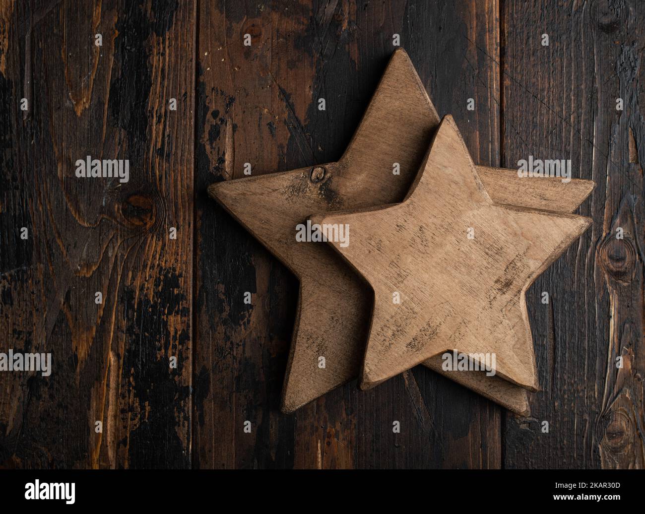 étoile de noël en bois, décor Banque D'Images