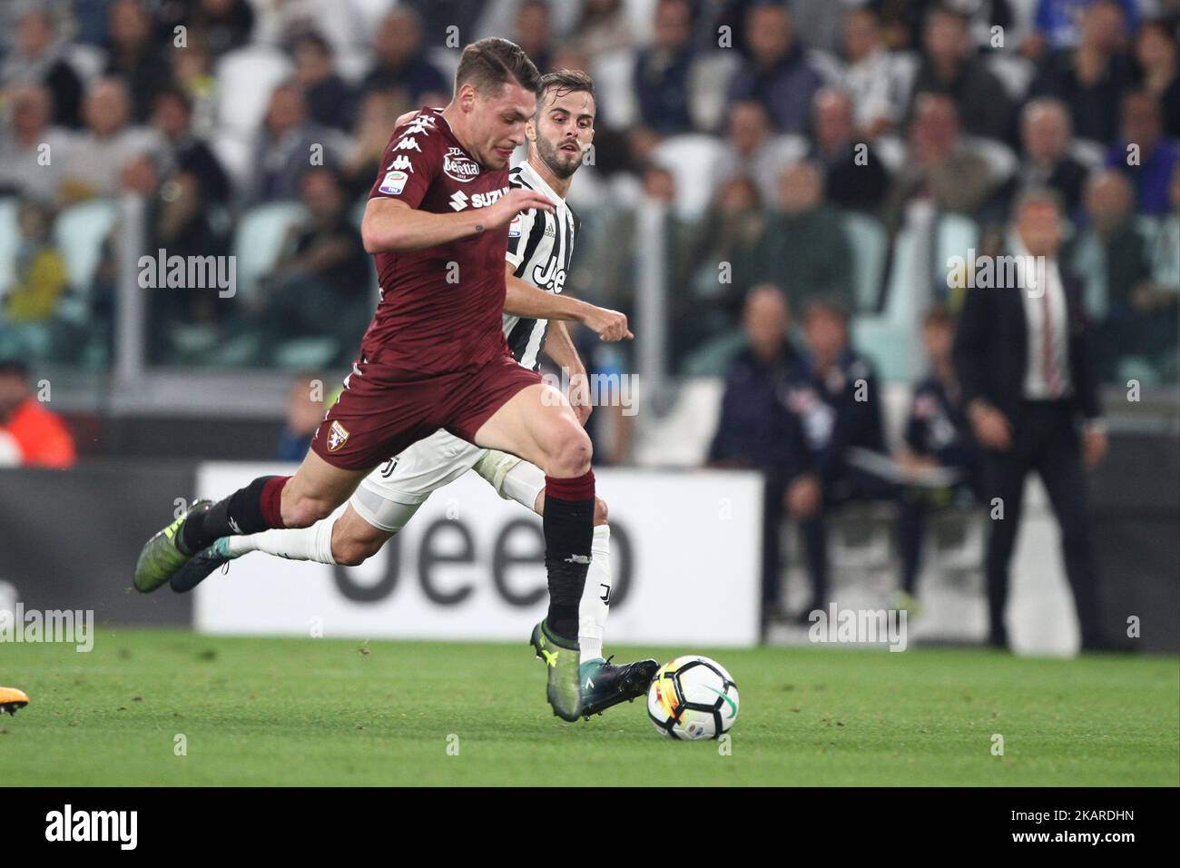 Torino avance Andrea Belotti (9) en action pendant le match de football de la série A n.6 JUVENTUS - TORINO le 01/01/2000 au stade Allianz de Turin, Italie. Copyright 2000 Matteo Bottanelli Banque D'Images