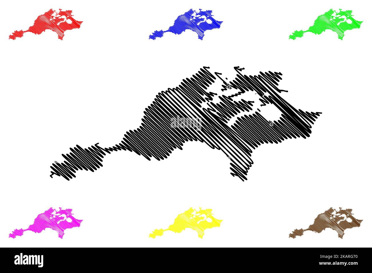 Île de Rottnest (Australie occidentale, Commonwealth d'Australie, Océan Indien) carte illustration vectorielle, scribble sketch carte Wadjemup Illustration de Vecteur