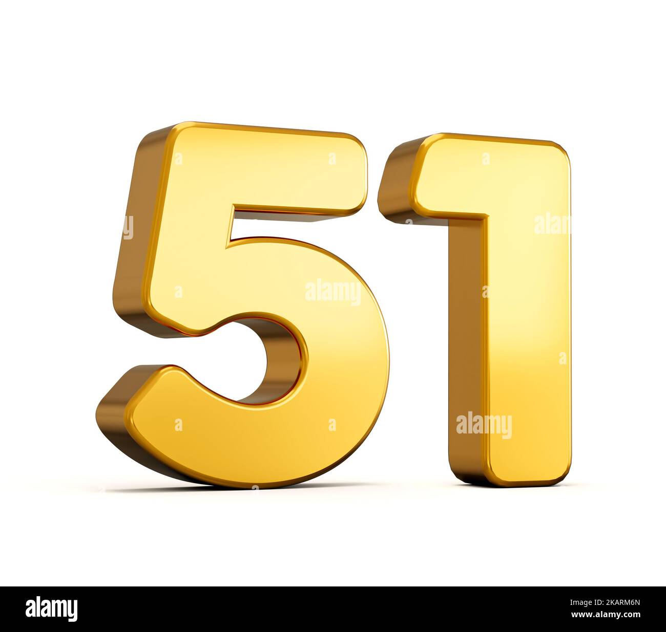 3d illustration du numéro doré 51 ou cinquante-et-un isolé sur fond beige avec ombre. pour le web et l'impression Banque D'Images
