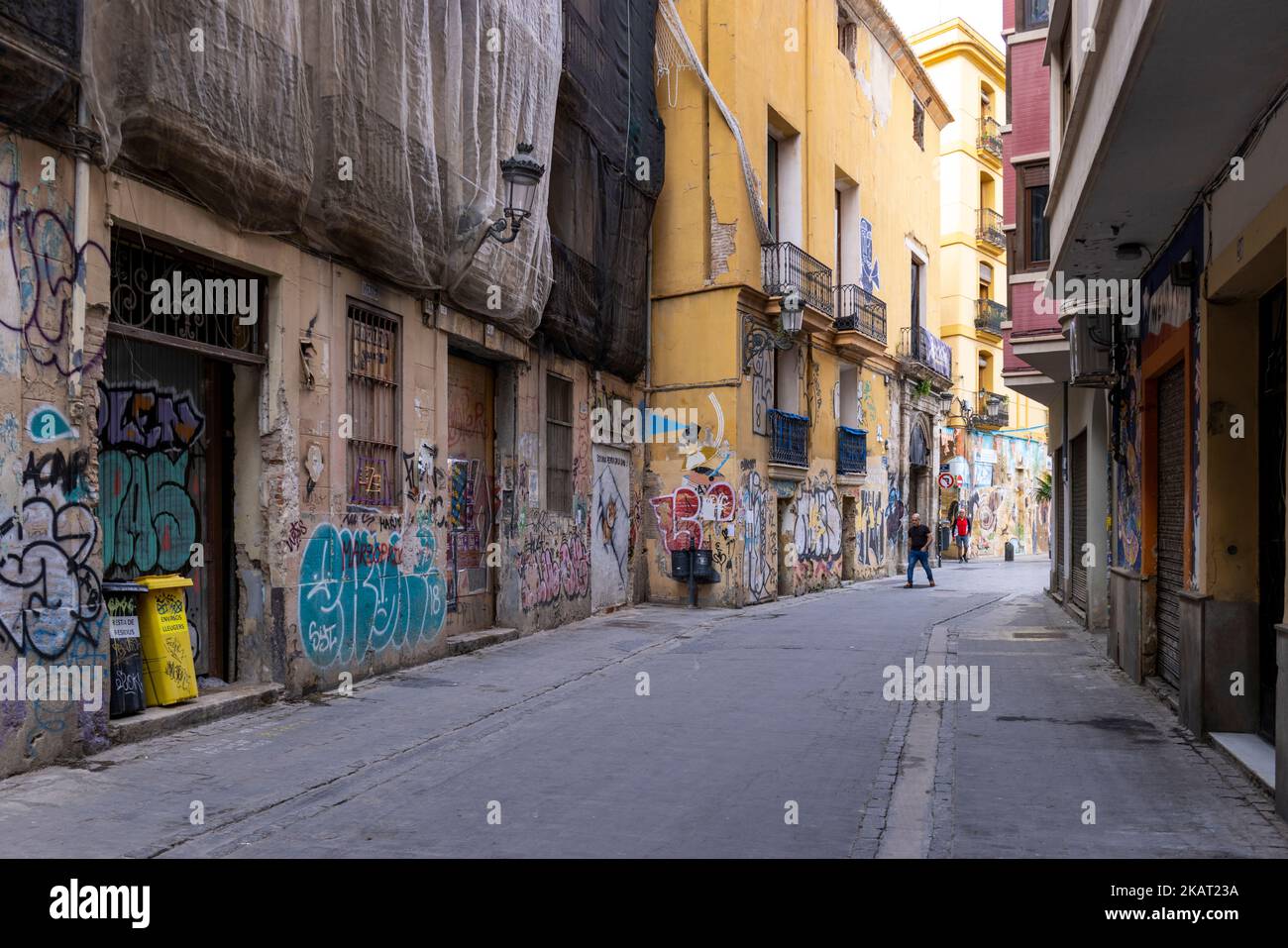 Graffiti sur les murs, Carrer de Roteros, Valence, Espagne Banque D'Images