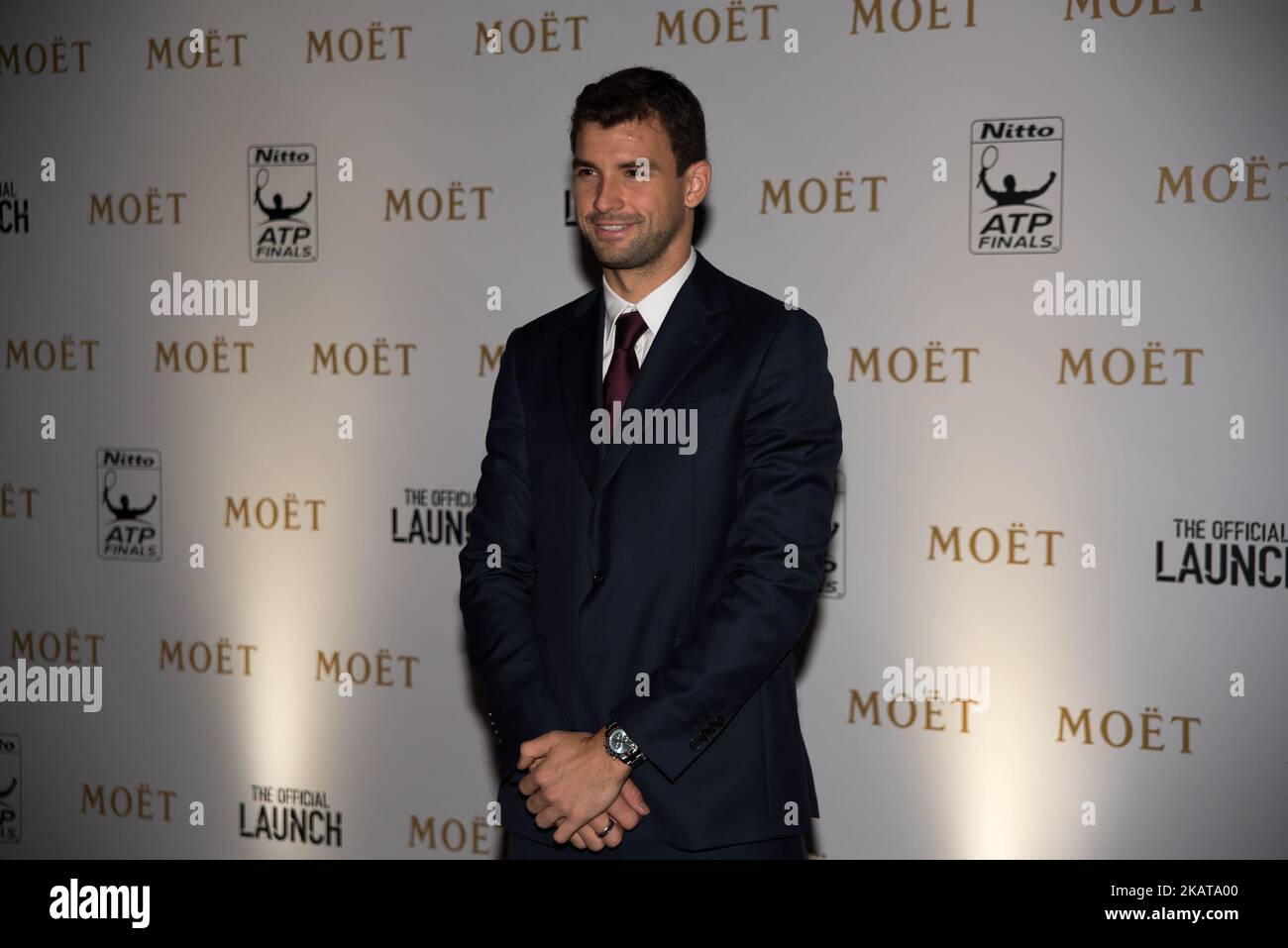 Grigor Dimitrov de Bulgarie arrive au lancement officiel des finales ATP, qui s'est tenu à la Tour de Londres avant le début des finales ATP World Tour tennis à O2 Arena à Londres, Royaume-Uni sur 9 novembre 2017. (Photo par Alberto Pezzali/NurPhoto) Banque D'Images