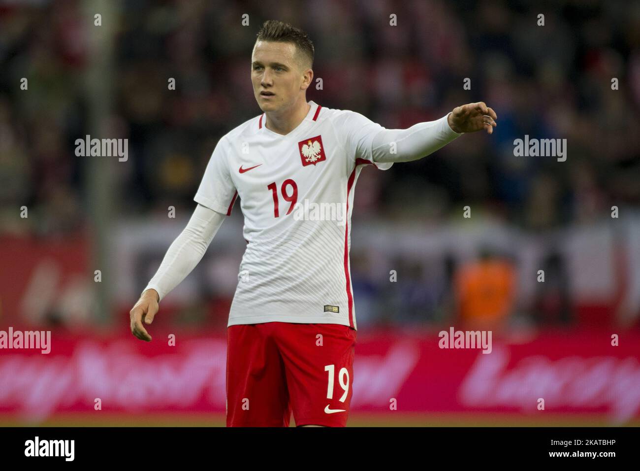 Piotr Zielinski de Pologne pendant le match international amical entre la Pologne et le Mexique au stade Energa à Gdansk, Pologne sur 13 novembre 2017 (photo par Andrew Surma/NurPhoto) Banque D'Images