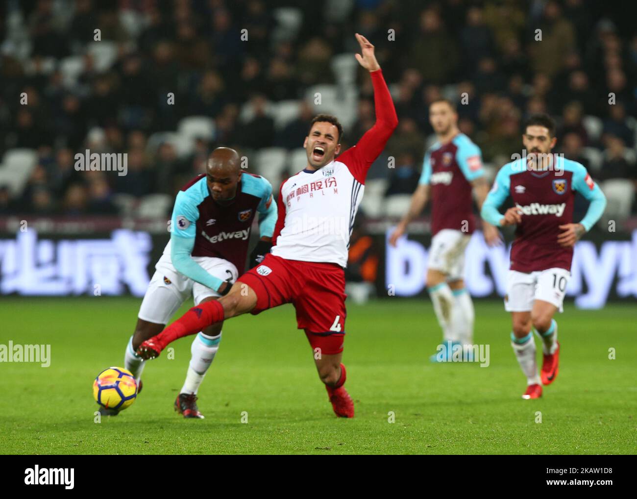 West Bromwich Albion's Hal Robson-Kanu lors du match de première ligue entre West Ham United contre West Bromwich Albion (WBA) au stade de Londres, Parc olympique Queen Elizabeth II, Londres, Grande-Bretagne - 02 janvier 2018 (photo de Kieran Galvin/NurPhoto) Banque D'Images