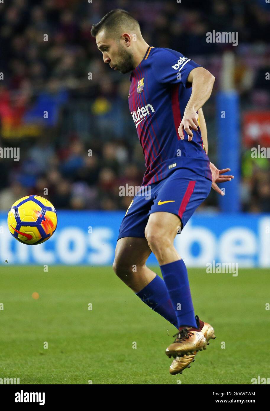 Jordi Alba pendant le match de la Liga entre le FC Barcelone et Levante UD, à Barcelone, Espagne sur 7 janvier 2018. (Photo par Urbanandsport/NurPhoto) Banque D'Images