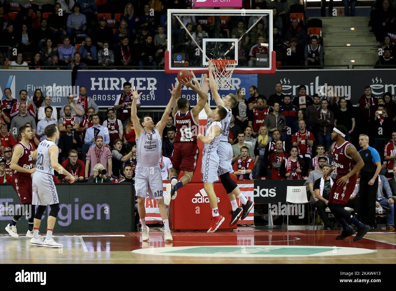 Reggie Reding du FC Bayern Basketball lors du match Eurocup Top 16 Round 2 entre le FC Bayern Munich et Lietuvos Rytas Vilnius au Audi Dome sur 10 janvier 2018 à Munich, Allemagne.(photo de Marcel Engelbrecht/NurPhoto) Banque D'Images