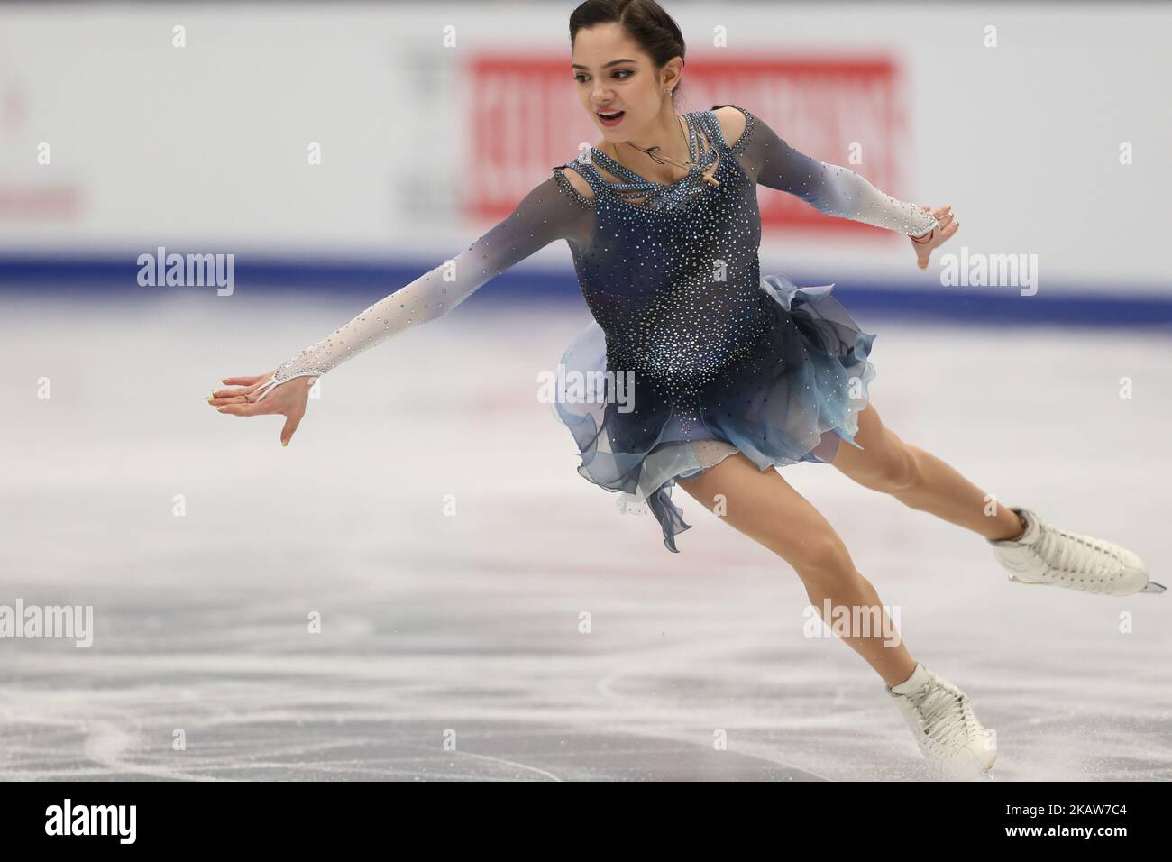 Le patineur de la Figure Evgenia Meddeva de Russie se produit lors d'un programme court pour les dames aux Championnats européens de patinage de la Figure 2018 de l'UIP, à l'arène de Mégasport à Moscou, en Russie, sur 18 janvier 2018. (Photo par Igor Russak/NurPhoto) Banque D'Images