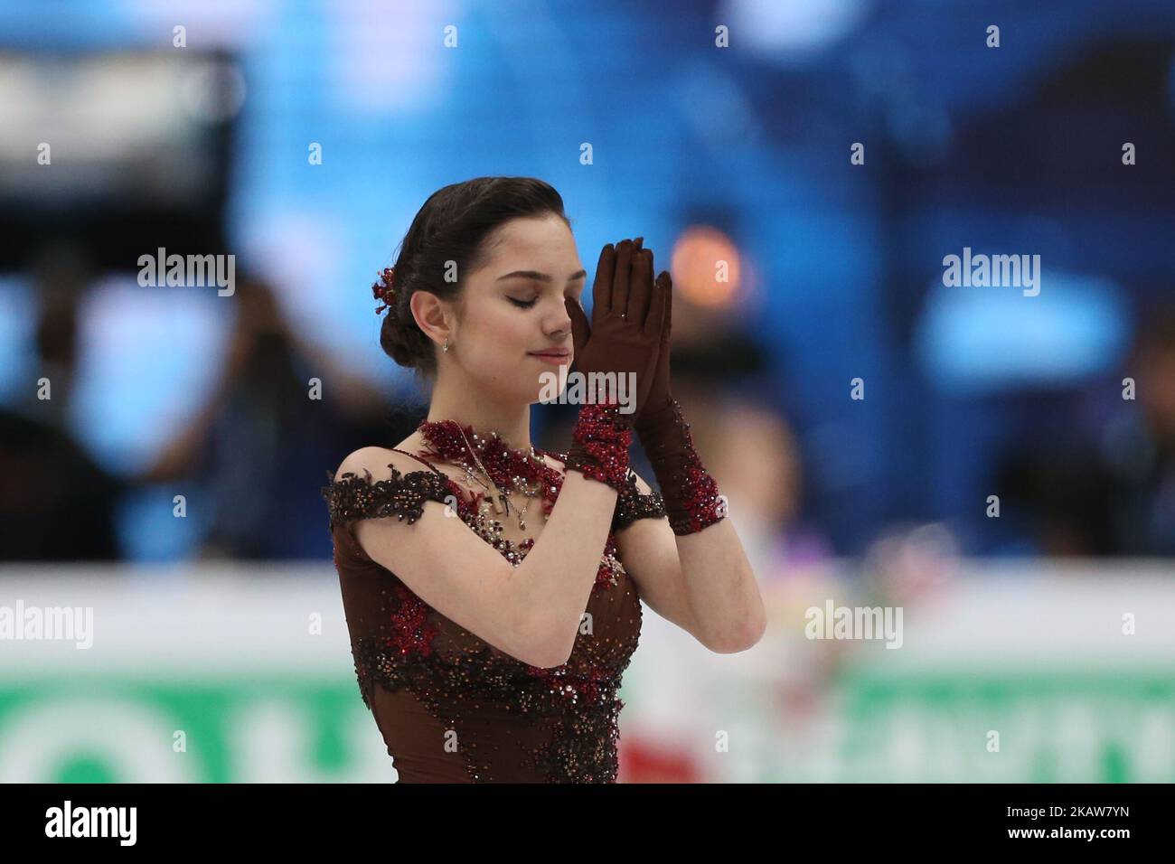 Le patineur de la figure Evgenia Meddeva de Russie se produit lors de la compétition de patinage libre des dames aux Championnats européens de patinage artistique 2018 de l'UIP, à la Megasport Arena de Moscou, en Russie, sur 20 janvier 2018. (Photo par Igor Russak/NurPhoto) Banque D'Images