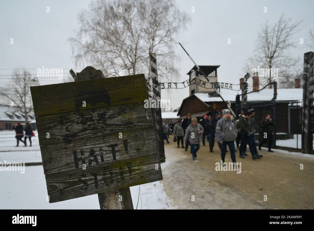 23.01.2018 Oswiecim - Belgijski ministre obrony Steven Vandeput, wraz z zolnierzami belgijskich sil zbrojnych i grupa stu licealistow, odwiedzili niemiecko-nazistoboz koncentracyjny Auschwitz-Birkenau, prisza blajza zzizia zrocza 73. Foto: Nikoff/newspix.pl le ministre belge de la Défense, le ministre Steven Vandeput, s'est joint aux membres des Forces armées belges et à une centaine de lycéens pour visiter le camp allemand de concentration nazi d'Auschwitz-Birkenau, avant le 73rd anniversaire du camp de libération. Mardi, 23 janvier 2018, à Auschwitz concentrique Banque D'Images