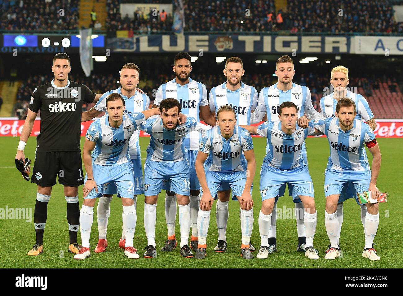 Équipe de SS Lazio pendant le match de la série A TIM entre SSC Napoli et SS Lazio au Stadio San Paolo Naples Italie le 10 février 2018. (Photo Franco Romano/NurPhoto) Banque D'Images