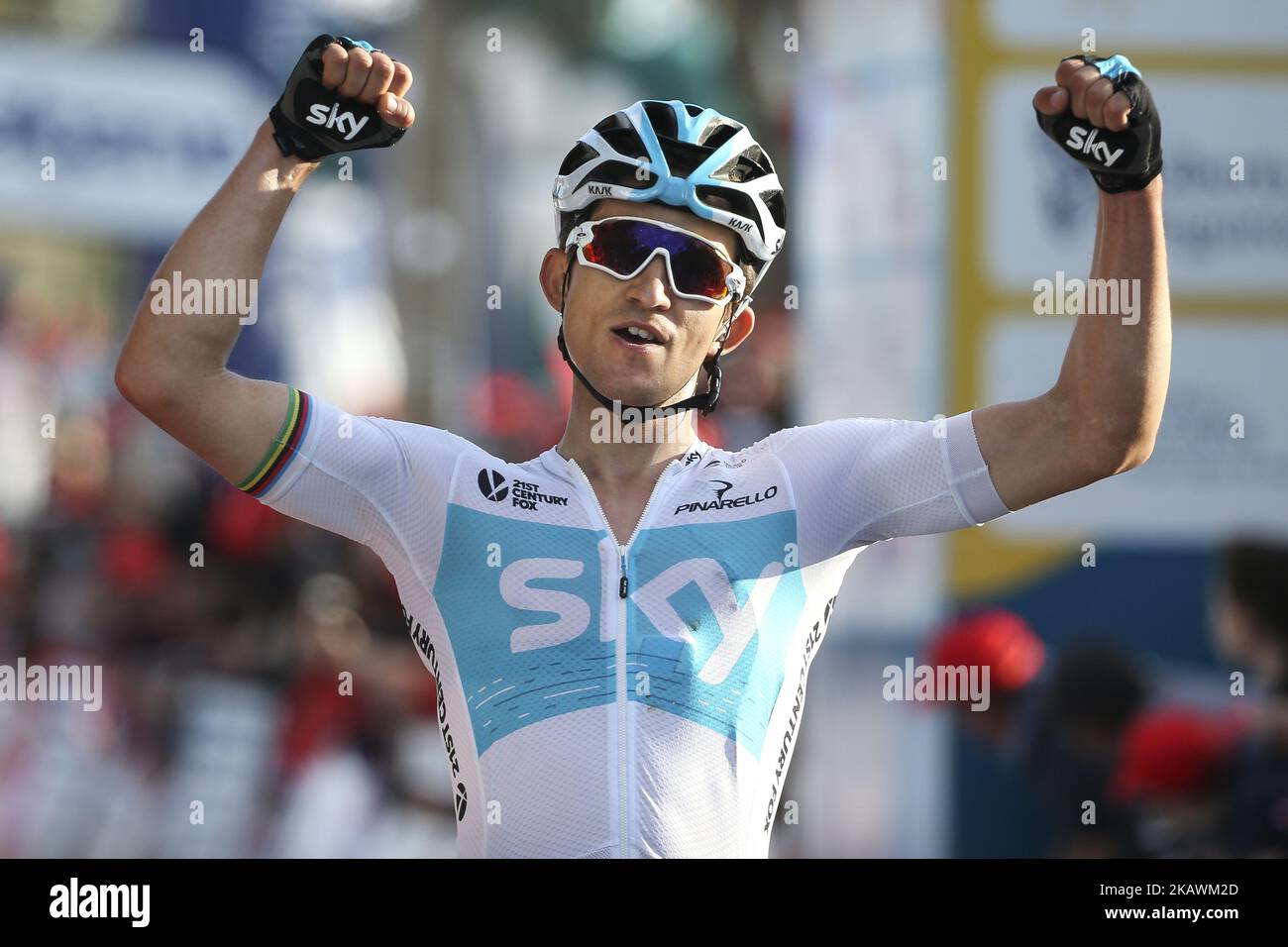 Michal Kwiatkowski de Team Sky remporte la 5th étape de la tournée cycliste de l'Algarve entre Faro et Alto do Malhao, sur 18 février 2018. (Photo de Filipe Amorim/NurPhoto) Banque D'Images