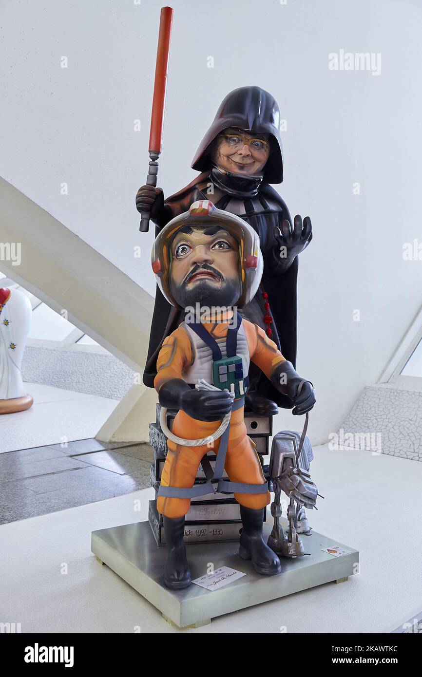 Une « ninot » (marionnette) représentant les personnages de Star Wars est  exposée lors de l'exposition Ninot en prévision du festival de Las Fallas  au Museo de Las Ciencias principe Felipe on
