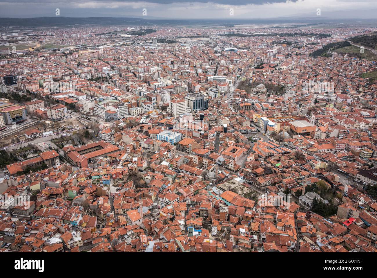 Vues aériennes de la ville centrale d'Asyonkarahisar, Turquie, le 4 mars 2018. (Photo de Diego Cupolo/NurPhoto) Banque D'Images