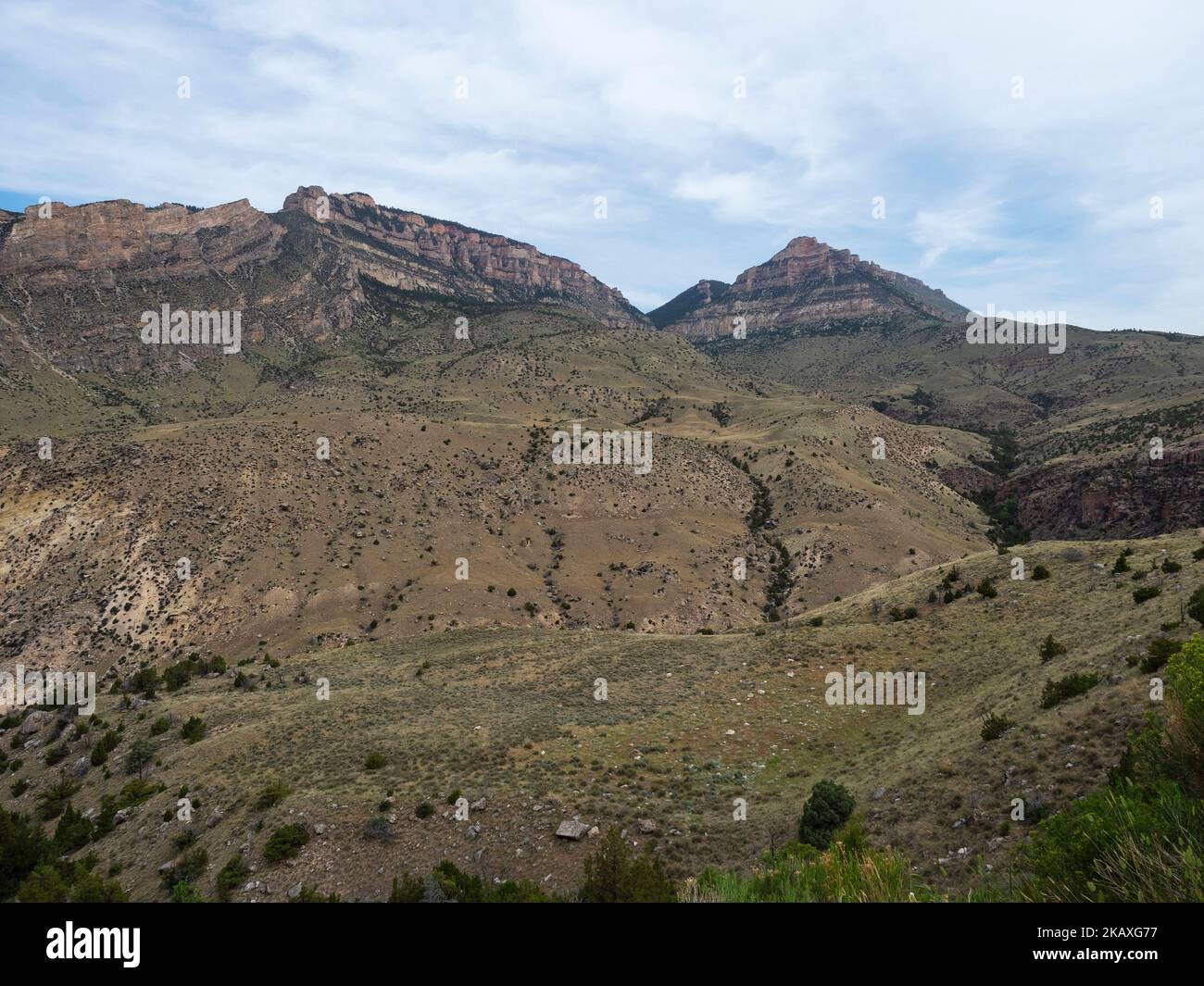 Mountain Ridge avec Elephant's Head Rock, Sunlight Mesa et Pyramid Peak au-dessus de Shell Canyon, Wyoming, États-Unis, July2019 Banque D'Images