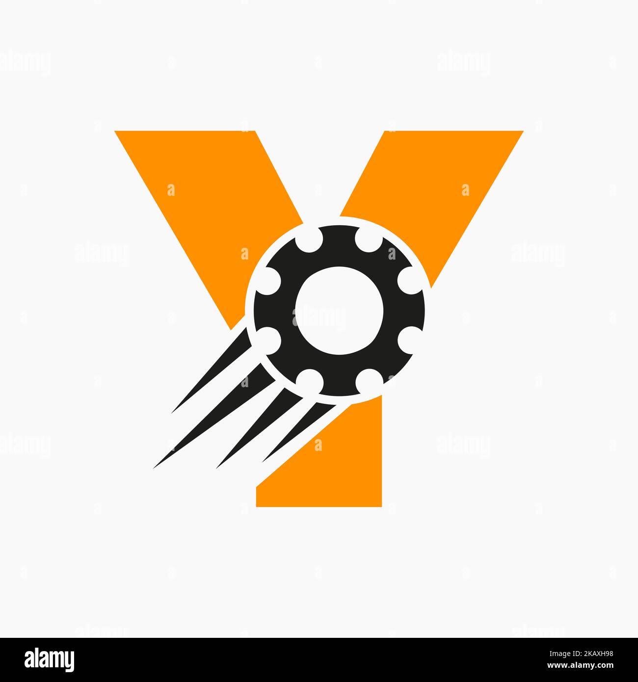 Lettre y Gear, logo roue dentée. Icône automobile industrielle, logo Gear, symbole de réparation automobile Illustration de Vecteur