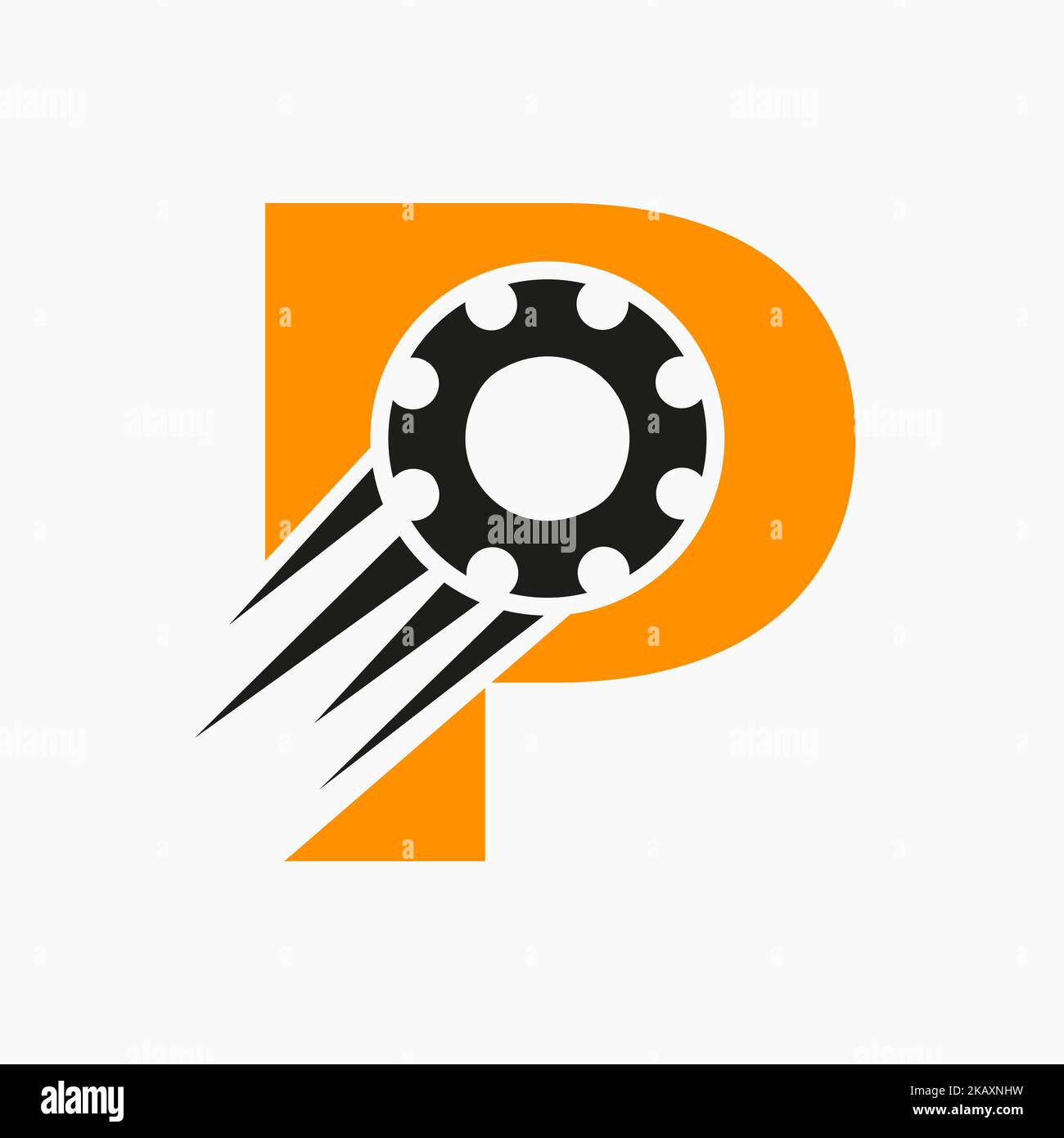 Logo « lettre P Gear ». Icône automobile industrielle, logo Gear, symbole de réparation automobile Illustration de Vecteur