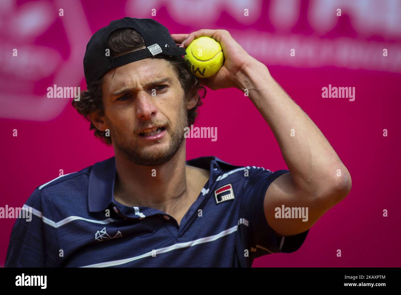 Pedro Sousa du Portugal réagit lors de son match contre Gilles Simon de France lors du tournoi
