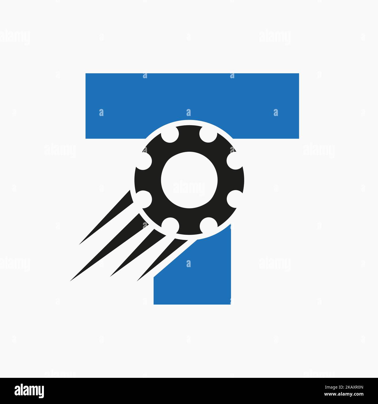 Logo « lettre T Gear ». Icône automobile industrielle, logo Gear, symbole de réparation automobile Illustration de Vecteur