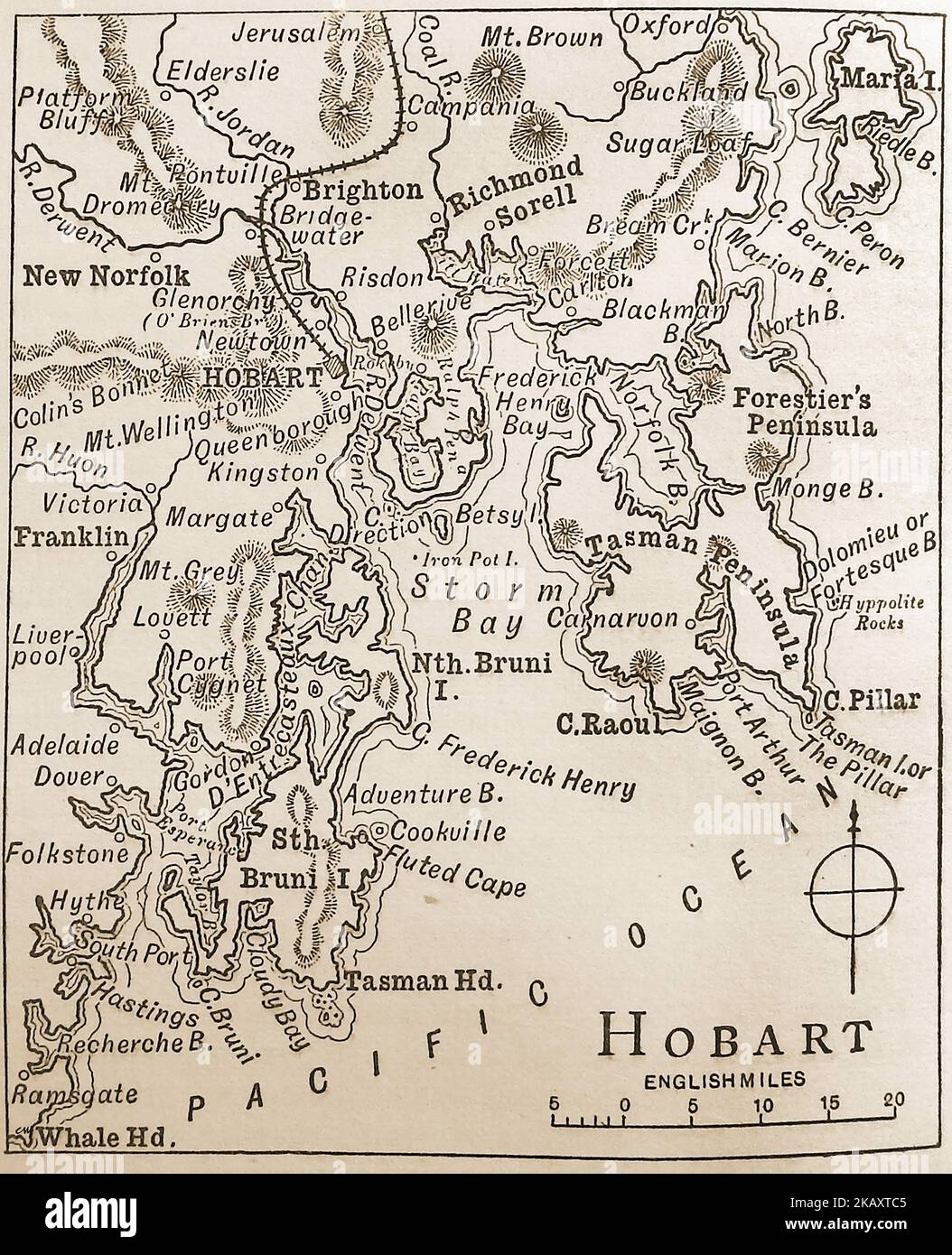 Une carte de Hobart, Tasmanie, Australie, fin 19thcentury. Banque D'Images