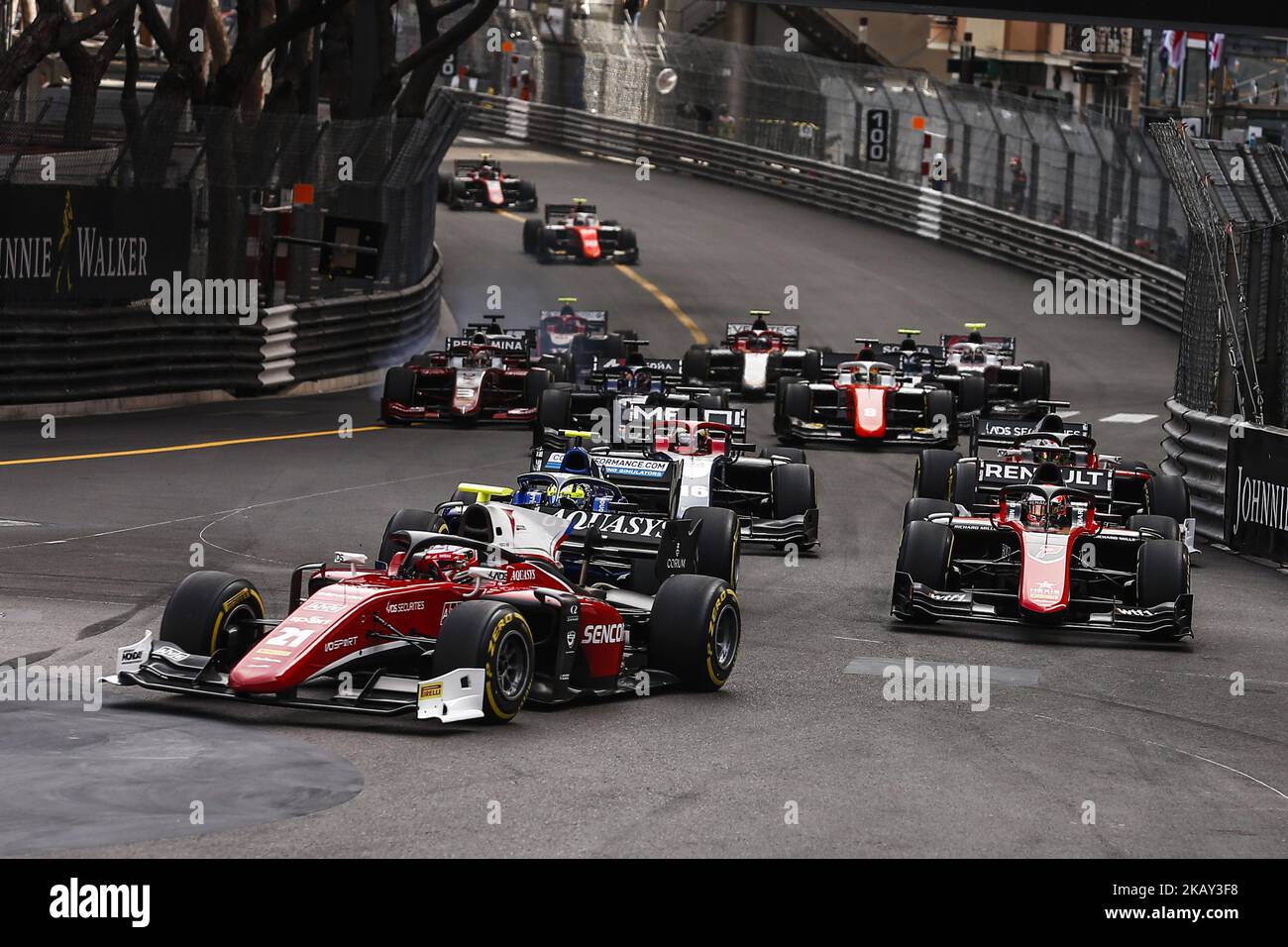 Départ de la course pendant la Formule 2 de Monaco - Grand Prix de la course 2 à Monaco le 26th mai 2018 à Montecarlo, Monaco. (Photo par Xavier Bonilla/NurPhoto) Banque D'Images