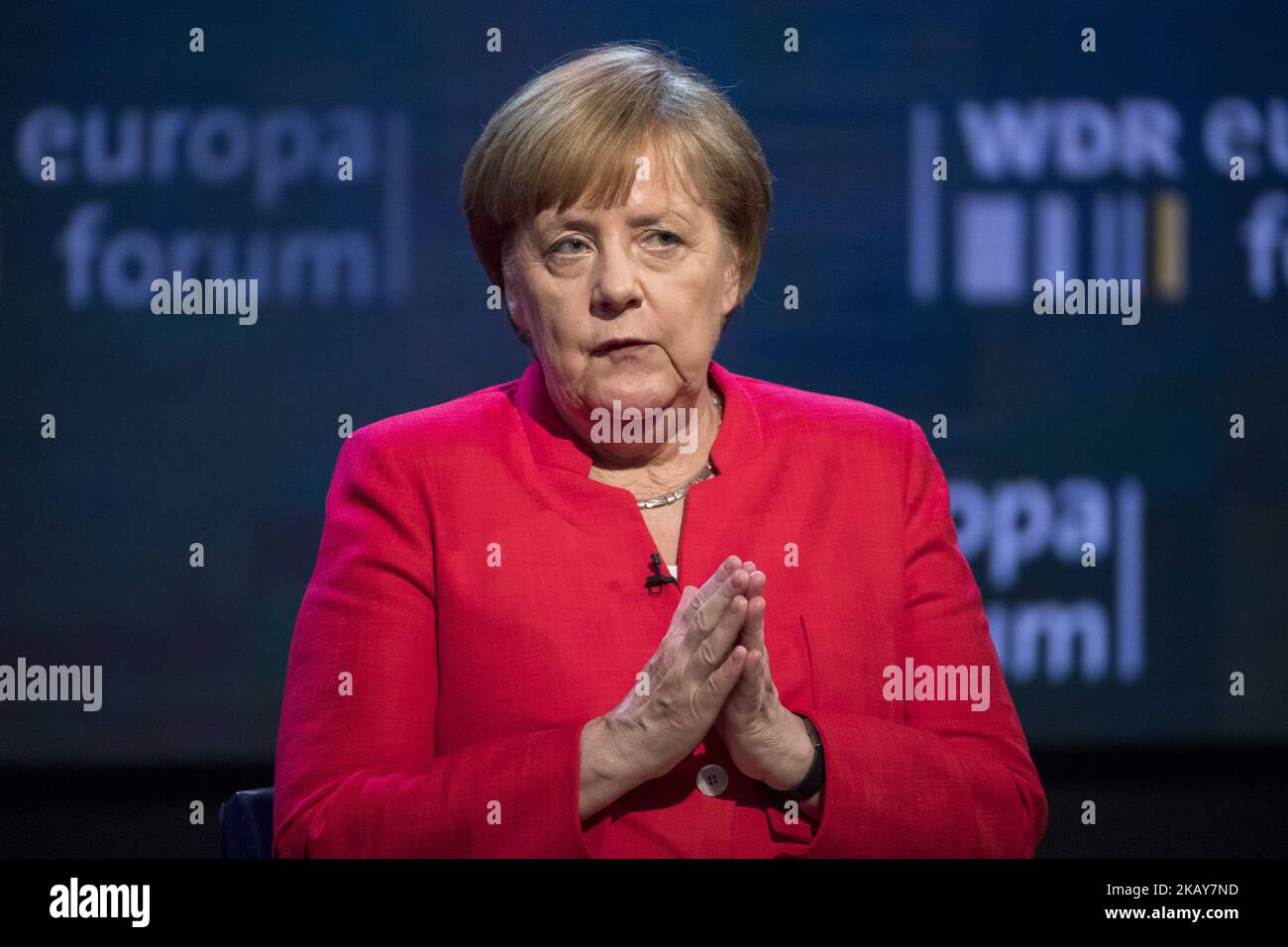 La chancelière allemande Angela Merkel est photographiée lors du Forum Europe de la RDA à Berlin au Bureau fédéral des affaires étrangères à Berlin, en Allemagne, sur 7 juin 2016. (Photo par Emmanuele Contini/NurPhoto) Banque D'Images