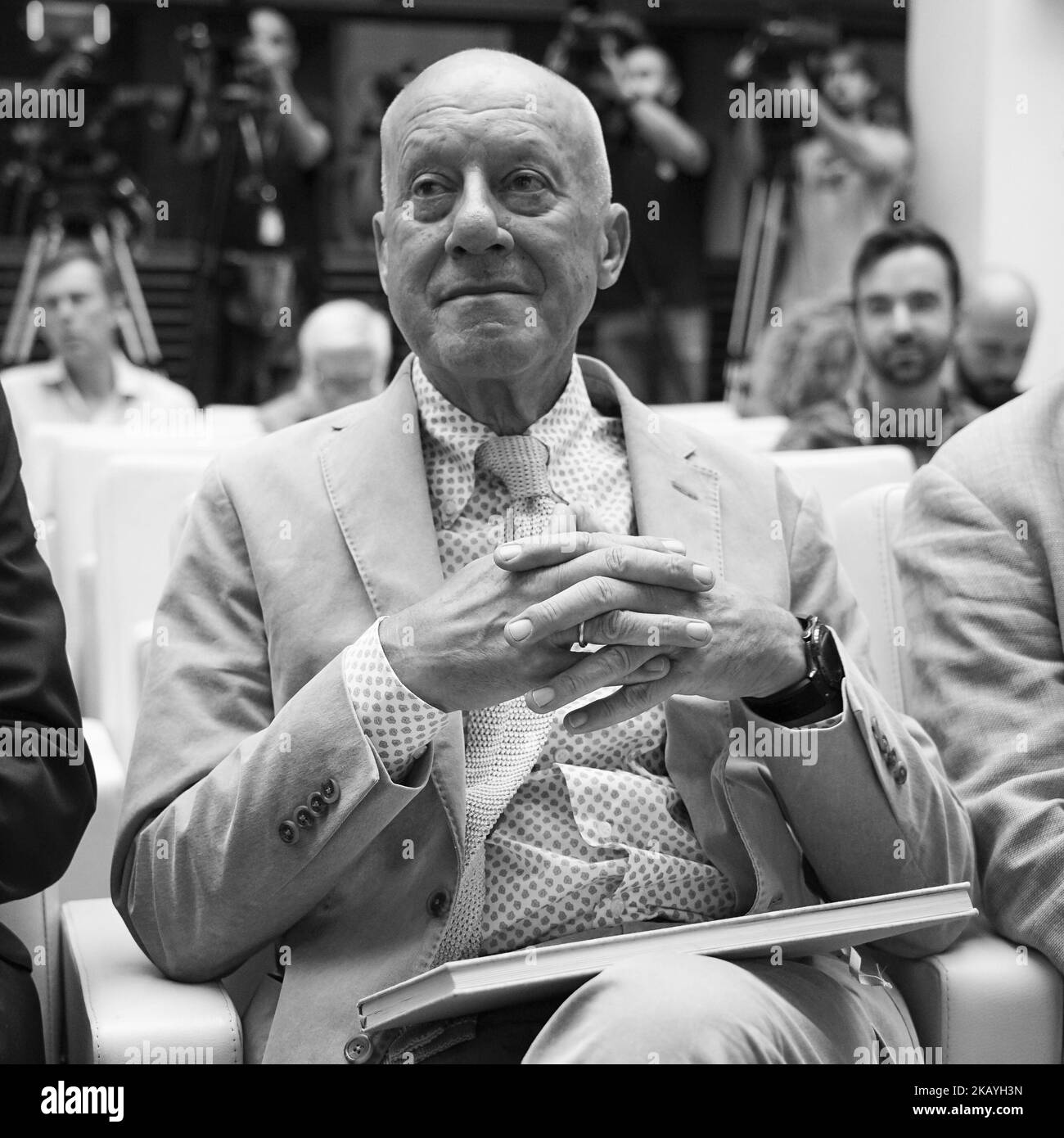 L'architecte britannique Lord Norman Foster assiste à une conférence de presse à Madrid sur 20 juin 2018 pour présenter un nouveau projet du groupe Foster + Partners (F+P) visant à restaurer un bâtiment emblématique de la Plaza Colon à Madrid. (Photo par Oscar Gonzalez/NurPhoto) Banque D'Images