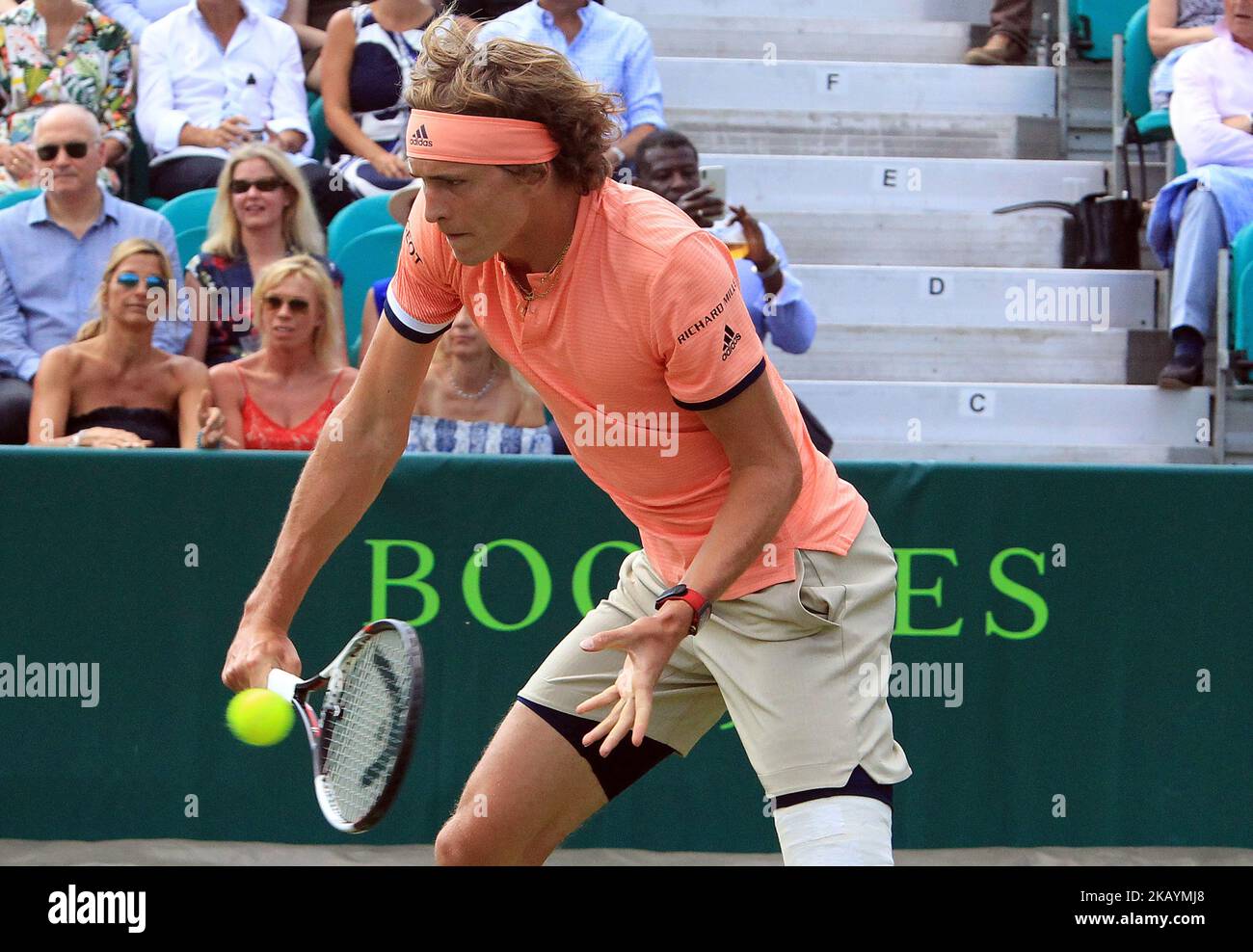 Alexander Zverev (GER) lors de son match contre Pablo Carreno Busta (ESP) troisième jour Pablo Carreno Busta (ESP) de l'événement de tennis Boostiles au Parc Stoke sur 28 juin 2018 à Stoke Poges, Angleterre (photo de Kieran Galvin/NurPhoto) Banque D'Images