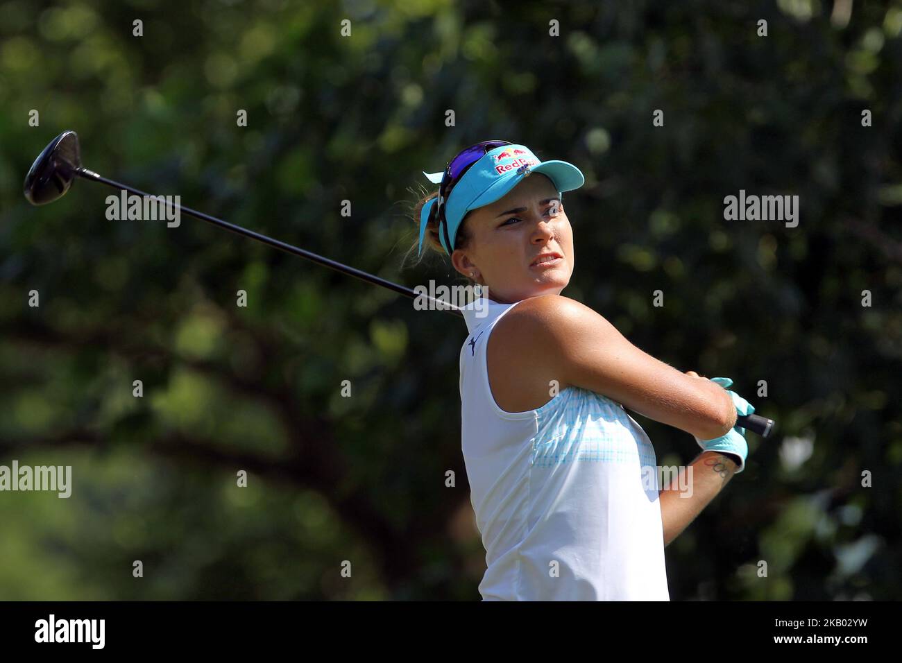 Lexi Thompson, de Delray Beach, Floride, suit son tir du tee de 3rd lors de la dernière partie du tournoi de golf classique du Marathon LPGA au Highland Meadows Golf Club de Sylvania, Ohio, États-Unis, dimanche, 15 juillet 2018. (Photo par Amy Lemus/NurPhoto) Banque D'Images