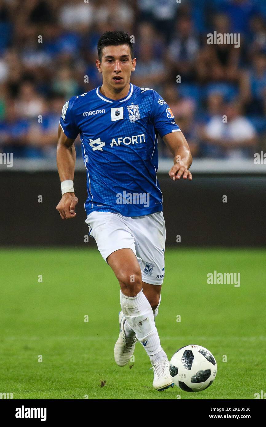 Vernon de Marco (Lech) lors de la deuxième partie de qualification de l'UEFA Europa League : match de 2st jambes entre Lech Poznan et Shakhtior Soligorsk au Stadion Miejski à Poznan, en Pologne, le 2 août 2018. (Photo par Foto Olimpik/NurPhoto) Banque D'Images