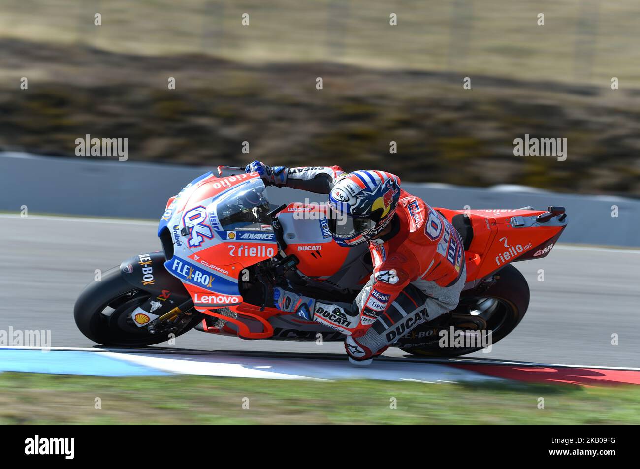 04 pilote italien Andrea Dovizioso de Team Ducati Racing pendant la pratique libre du Grand Prix de la République tchèque sur le circuit de Brno sur 4 août 2018 à Brno, République tchèque.(photo d'Andrea Diodato/NurPhoto) Banque D'Images