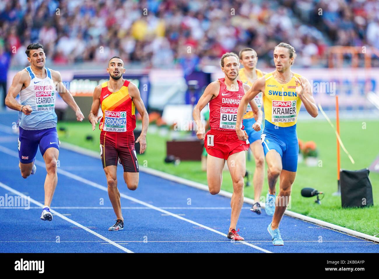 Andreas Bube du Danemark pendant la demi-finale de 800 mètres pour les hommes au stade olympique de Berlin au Championnat européen d'athlétisme sur 10 août 2018. (Photo par Ulrik Pedersen/NurPhoto) Banque D'Images