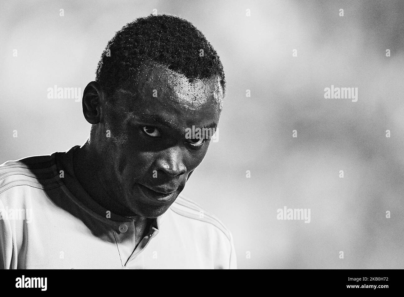 (NOTE DE LA RÉDACTION: L'image a été convertie en noir et blanc) Pione Sisto de Celta de Vigo regarde pendant le match de la Liga entre Levante et Celta de Vigo à Ciutat de Valencia sur 27 août 2018 à Valence, Espagne (photo de David Aliaga/NurPhoto) Banque D'Images